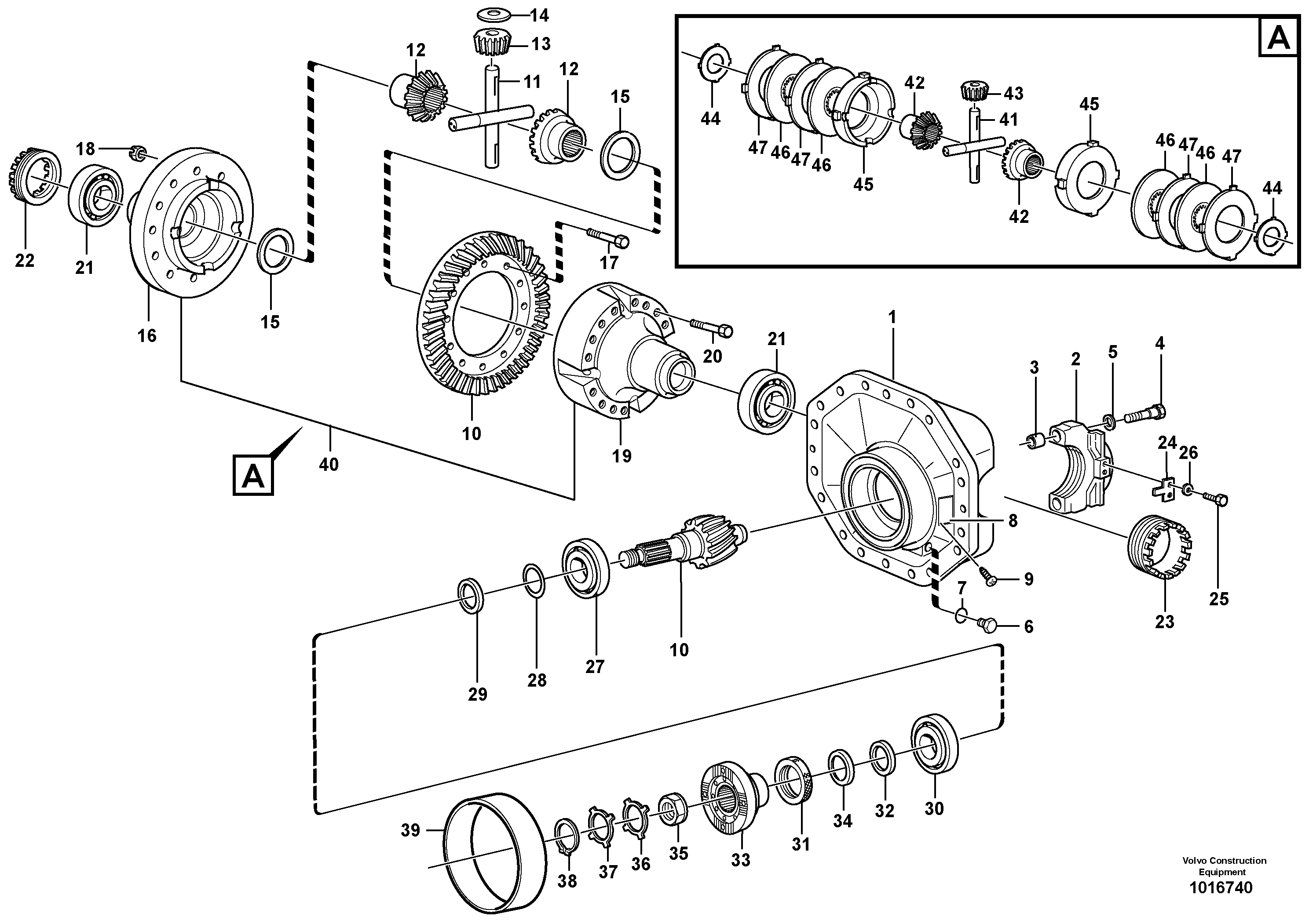 Схема запчастей Volvo L120E - 55986 Главная передача L120E S/N 16001 - 19668 SWE, 64001- USA, 70701-BRA