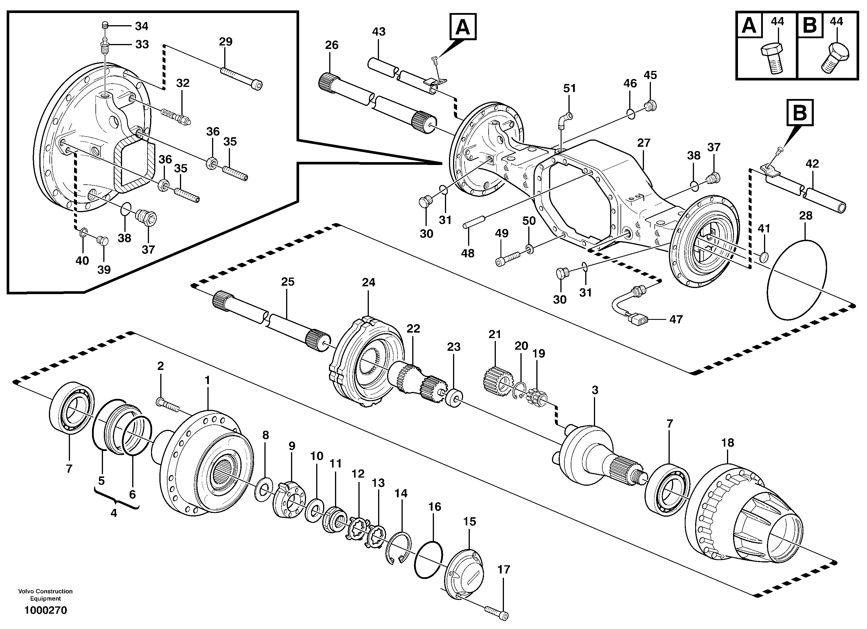 Схема запчастей Volvo L120E - 83138 Planetary axle, rear L120E S/N 16001 - 19668 SWE, 64001- USA, 70701-BRA