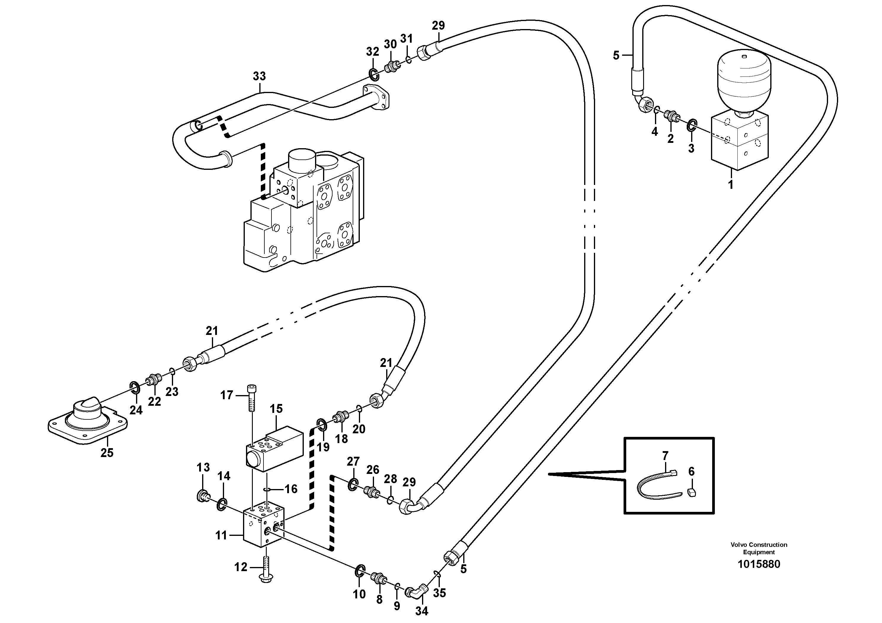 Схема запчастей Volvo L120E - 10376 Differential lock, hydraulic line L120E S/N 16001 - 19668 SWE, 64001- USA, 70701-BRA