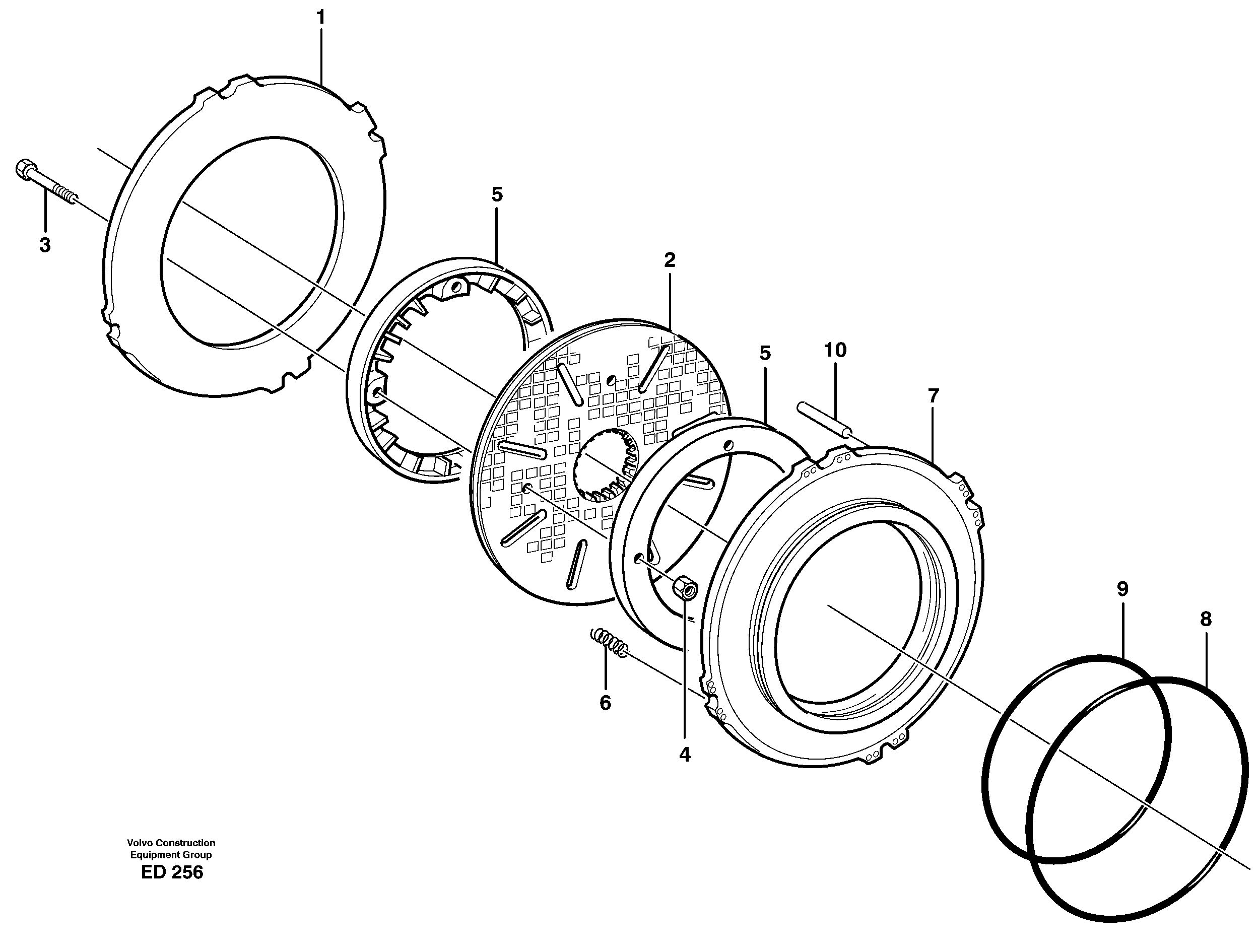 Схема запчастей Volvo L120E - 106756 Multi-disc brake, rear L120E S/N 16001 - 19668 SWE, 64001- USA, 70701-BRA