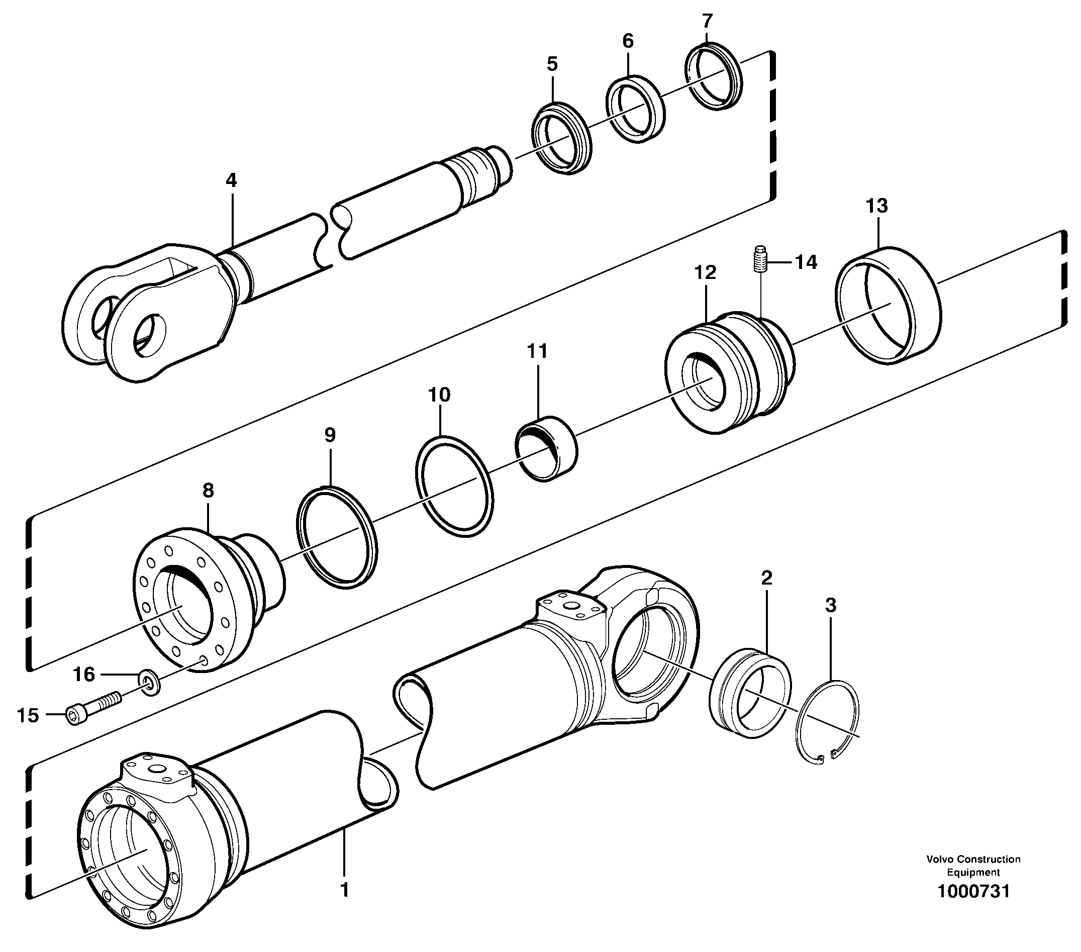 Схема запчастей Volvo L120E - 92244 Гидроцилиндр L120E S/N 16001 - 19668 SWE, 64001- USA, 70701-BRA