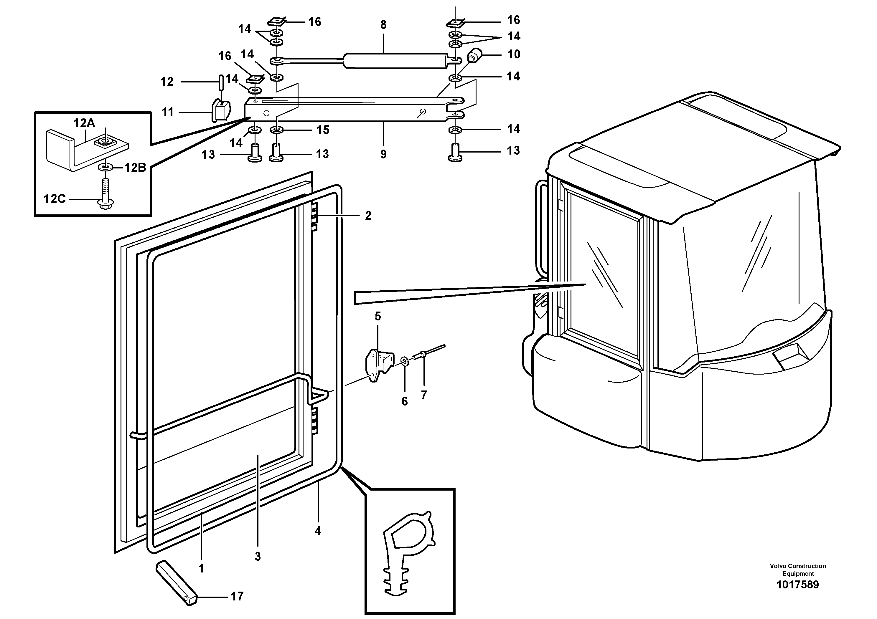 Схема запчастей Volvo L120E - 13661 Windows L120E S/N 19804- SWE, 66001- USA, 71401-BRA, 54001-IRN