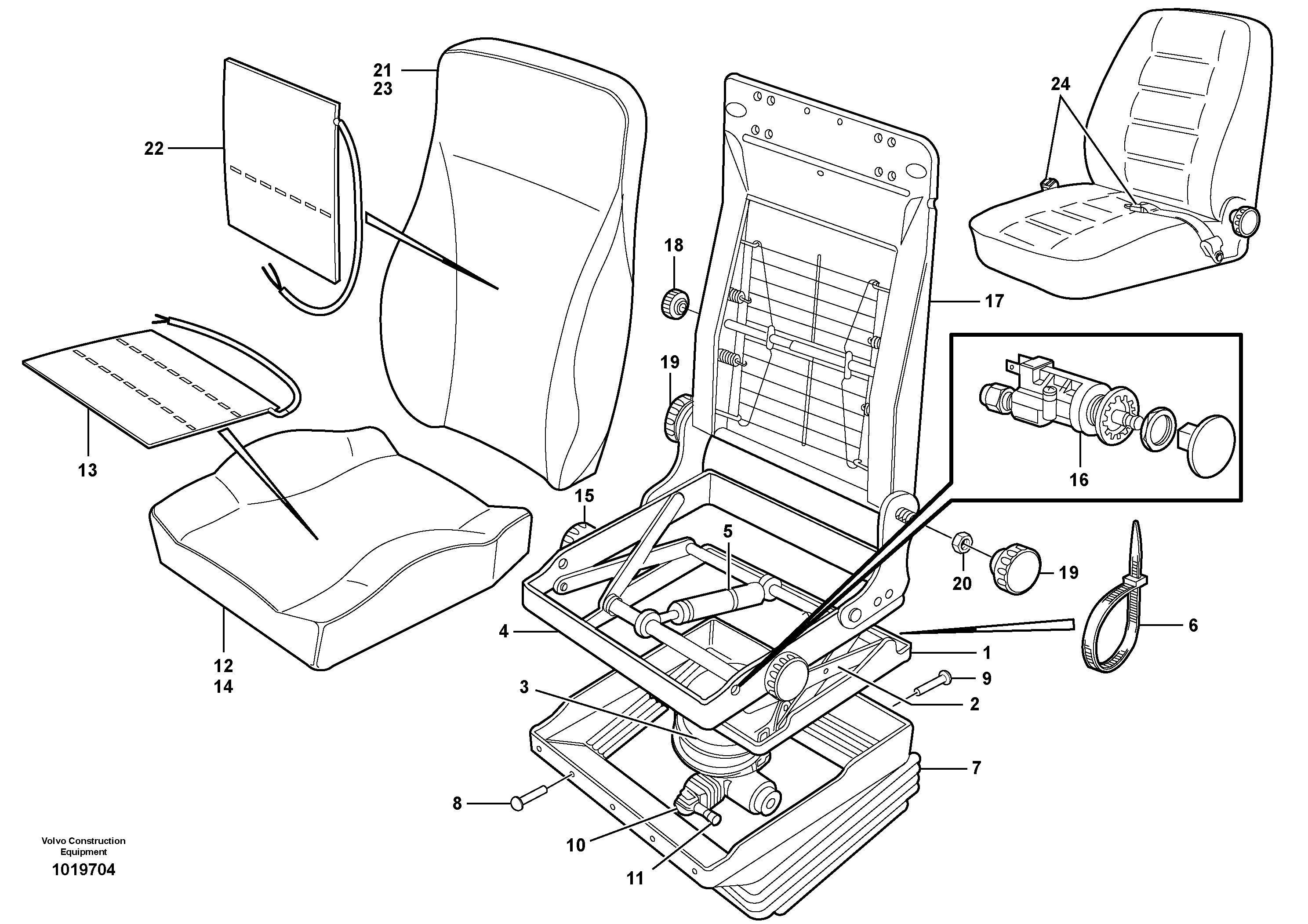 Схема запчастей Volvo L120E - 31843 Operators seat, Be-ge L120E S/N 19804- SWE, 66001- USA, 71401-BRA, 54001-IRN