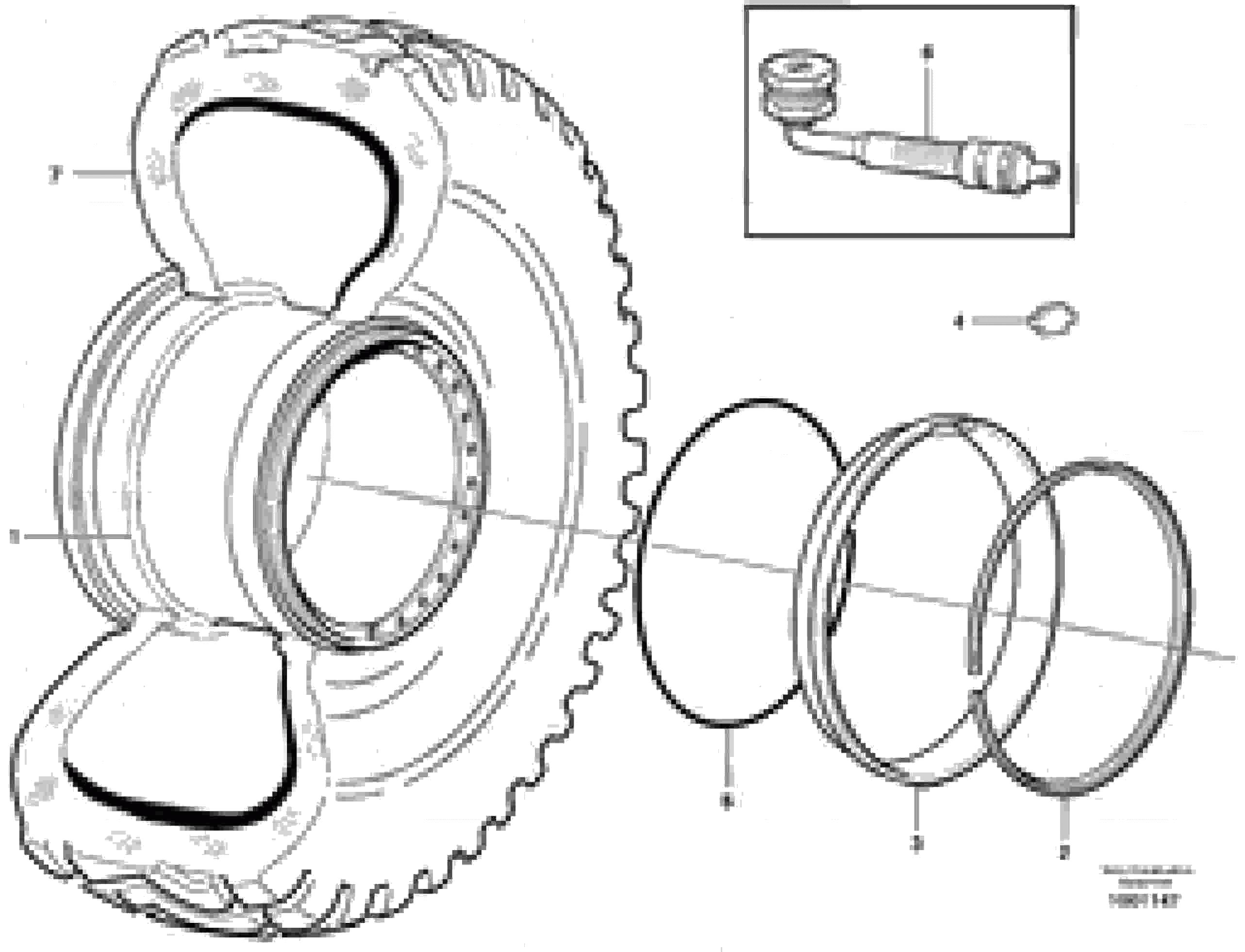 Схема запчастей Volvo L120E - 7158 Wheel L120E S/N 16001 - 19668 SWE, 64001- USA, 70701-BRA