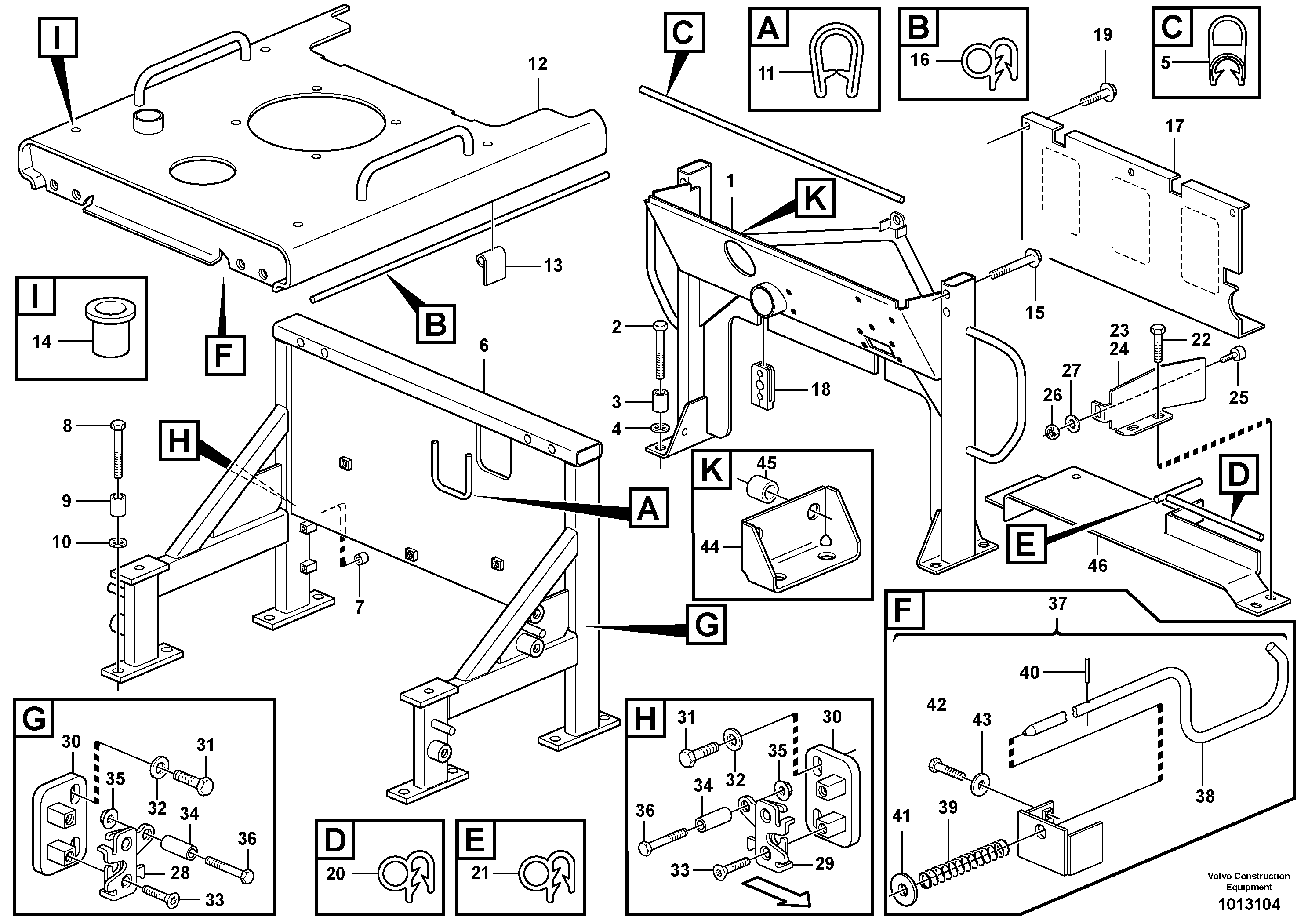 Схема запчастей Volvo L120E - 94443 Крышка двигателя L120E S/N 16001 - 19668 SWE, 64001- USA, 70701-BRA