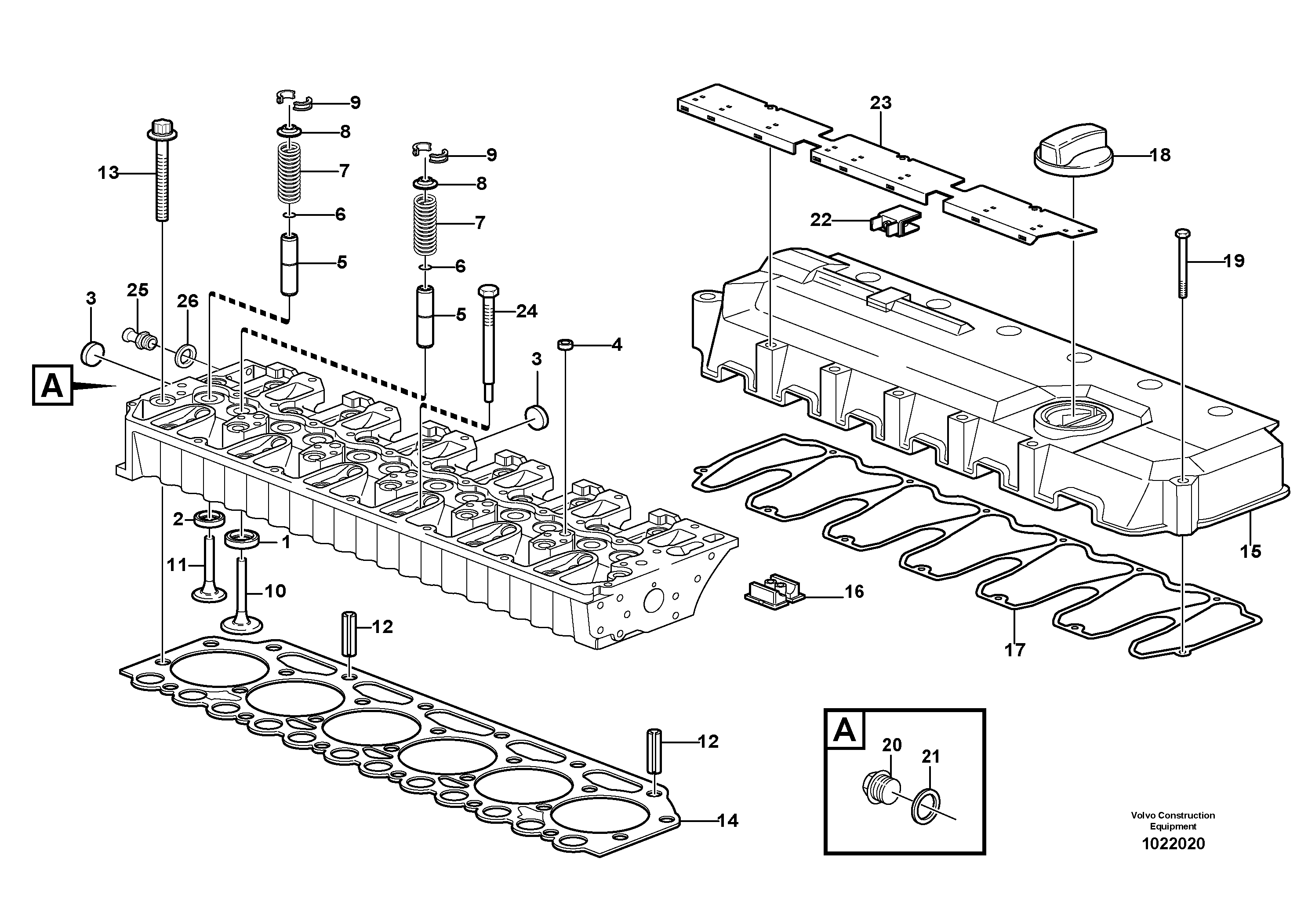 Схема запчастей Volvo L120E - 47930 Головка блока цилиндров L120E S/N 16001 - 19668 SWE, 64001- USA, 70701-BRA