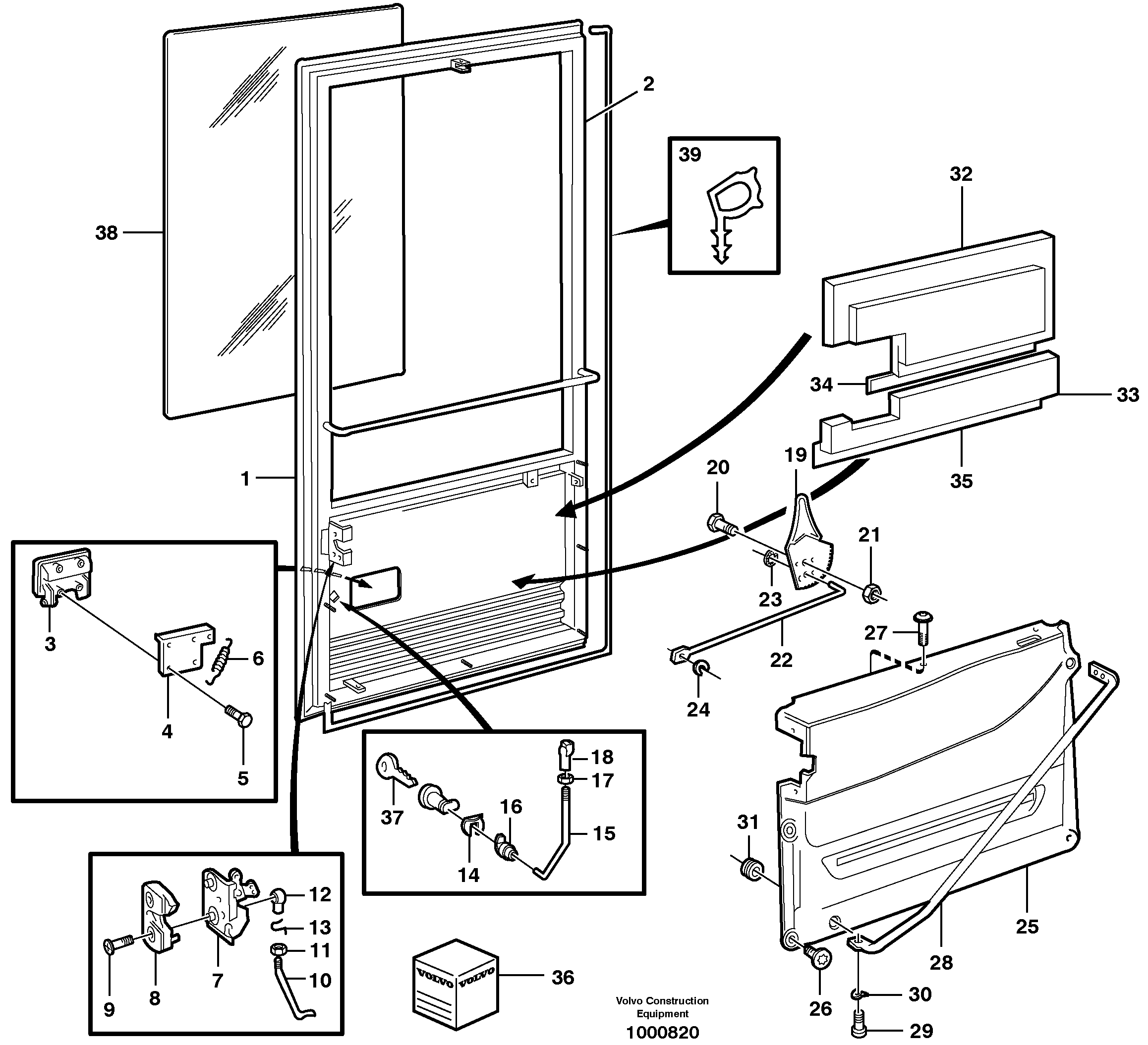 Схема запчастей Volvo L120E - 98306 Door L120E S/N 16001 - 19668 SWE, 64001- USA, 70701-BRA