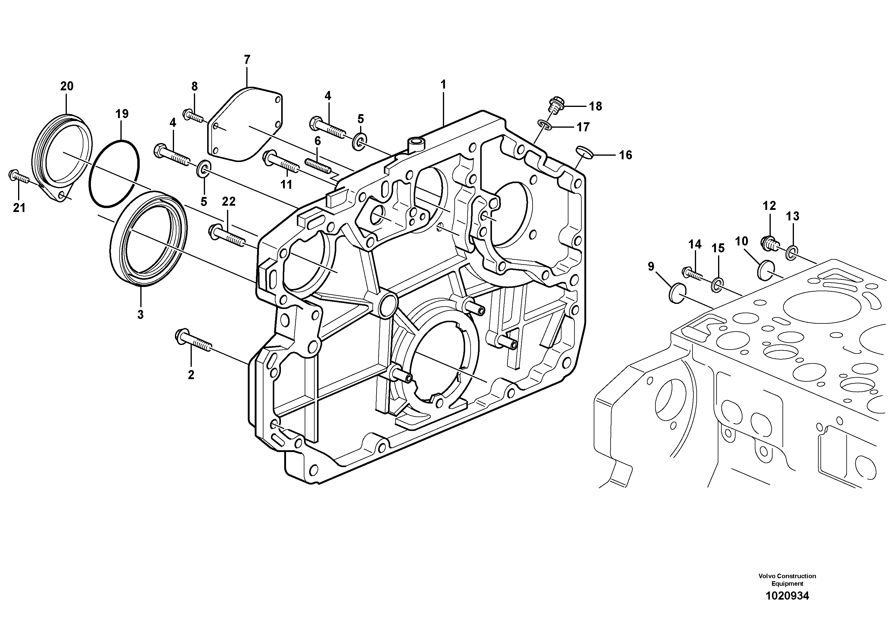 Схема запчастей Volvo L120E - 32900 Timing gear casing L120E S/N 16001 - 19668 SWE, 64001- USA, 70701-BRA