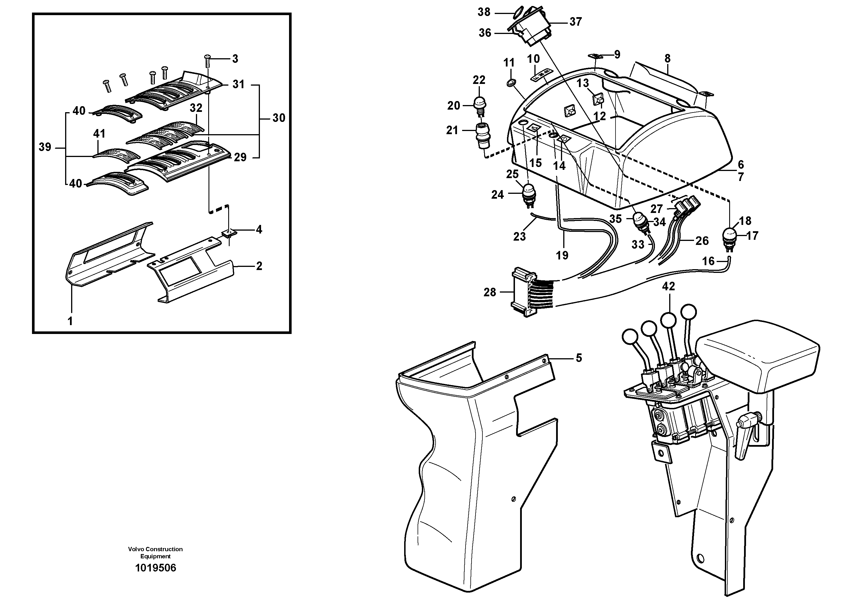 Схема запчастей Volvo L120E - 57482 Cover for servo valves L120E S/N 19804- SWE, 66001- USA, 71401-BRA, 54001-IRN