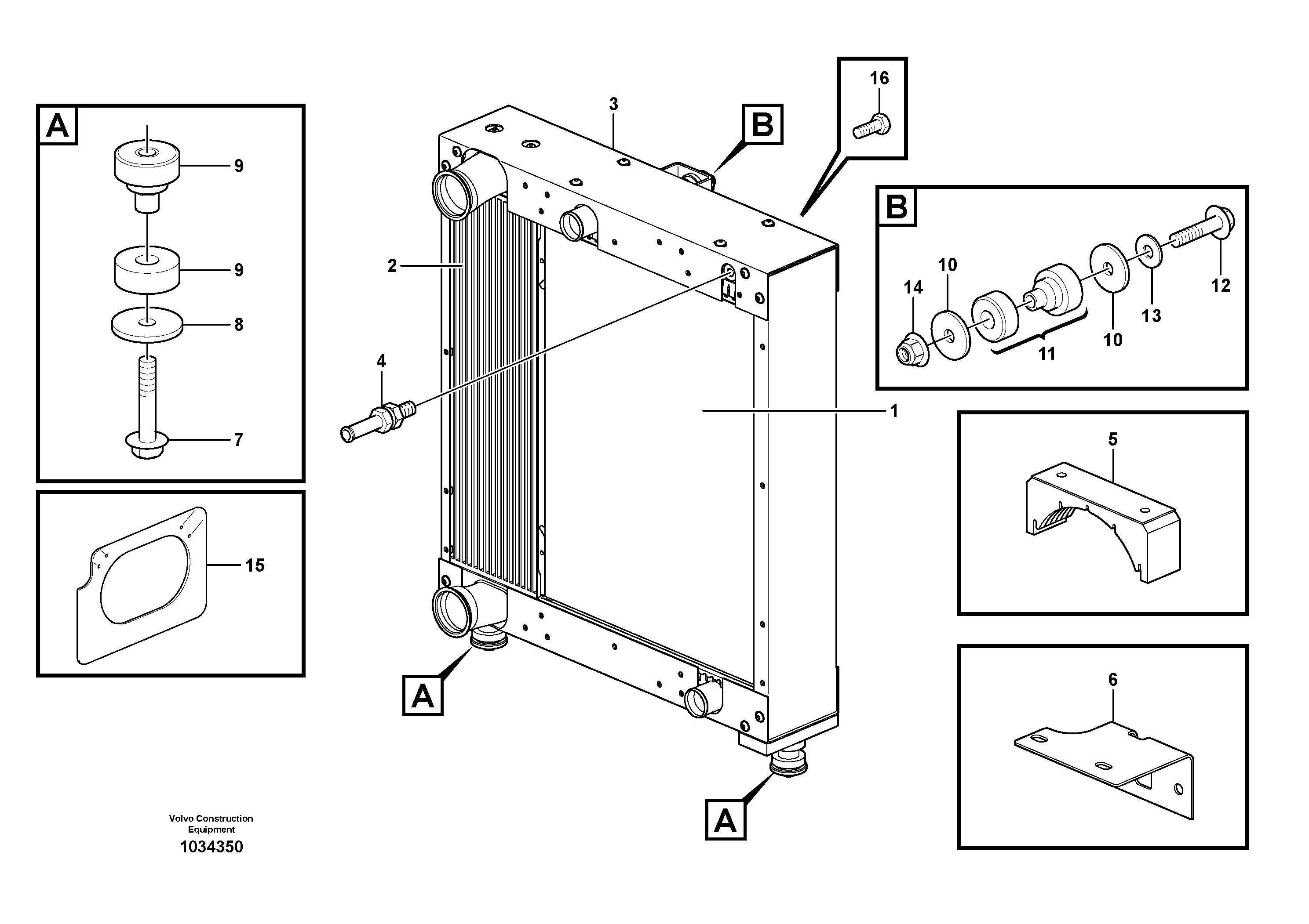 Схема запчастей Volvo L120E - 7391 Radiator with fitting parts L120E S/N 19804- SWE, 66001- USA, 71401-BRA, 54001-IRN