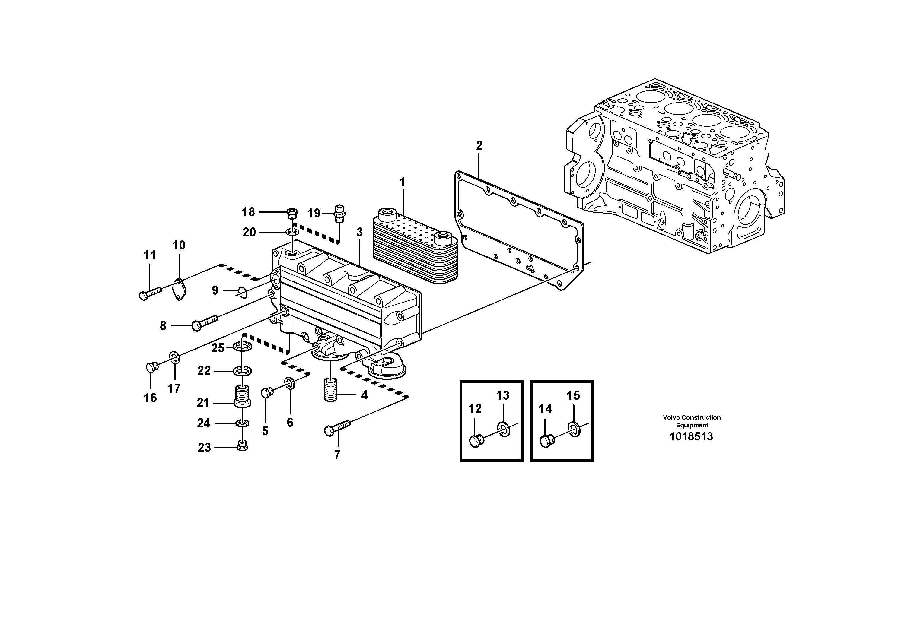 Схема запчастей Volvo L120E - 61585 Масляный радиатор L120E S/N 16001 - 19668 SWE, 64001- USA, 70701-BRA