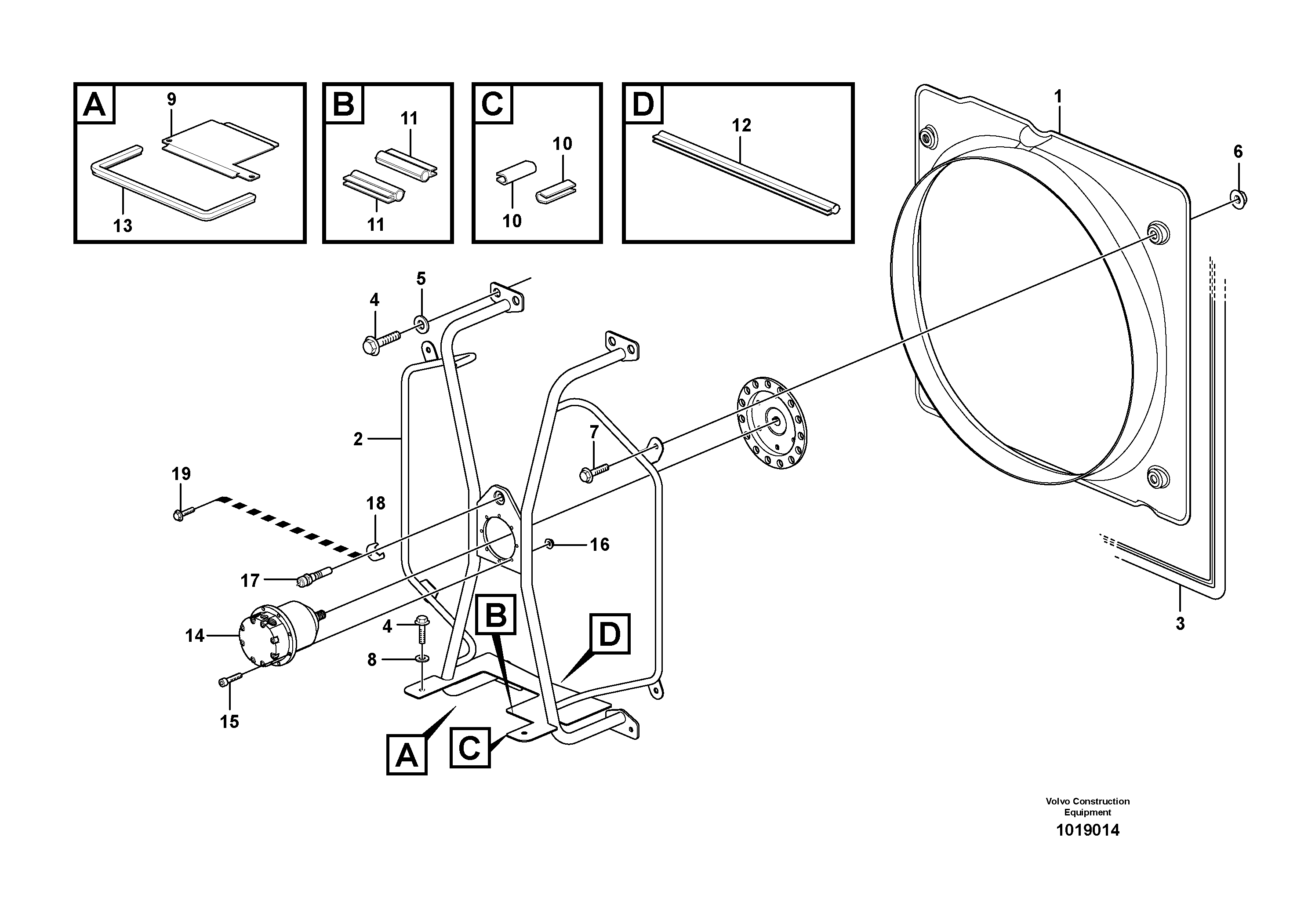 Схема запчастей Volvo L120E - 7398 Вентилятор и кожух L120E S/N 19804- SWE, 66001- USA, 71401-BRA, 54001-IRN