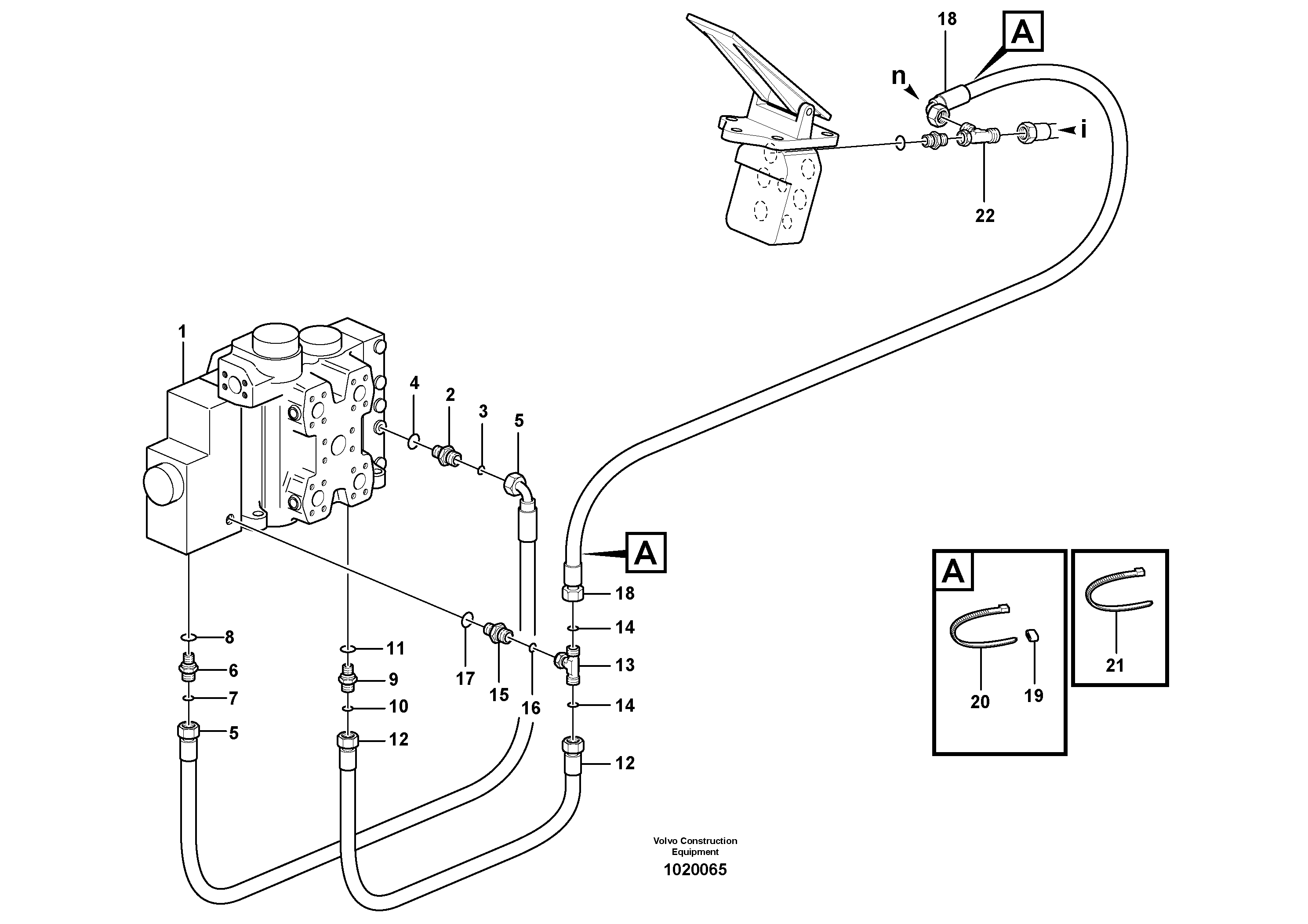 Схема запчастей Volvo L120E - 18132 Drainage line, control valve L120E S/N 19804- SWE, 66001- USA, 71401-BRA, 54001-IRN