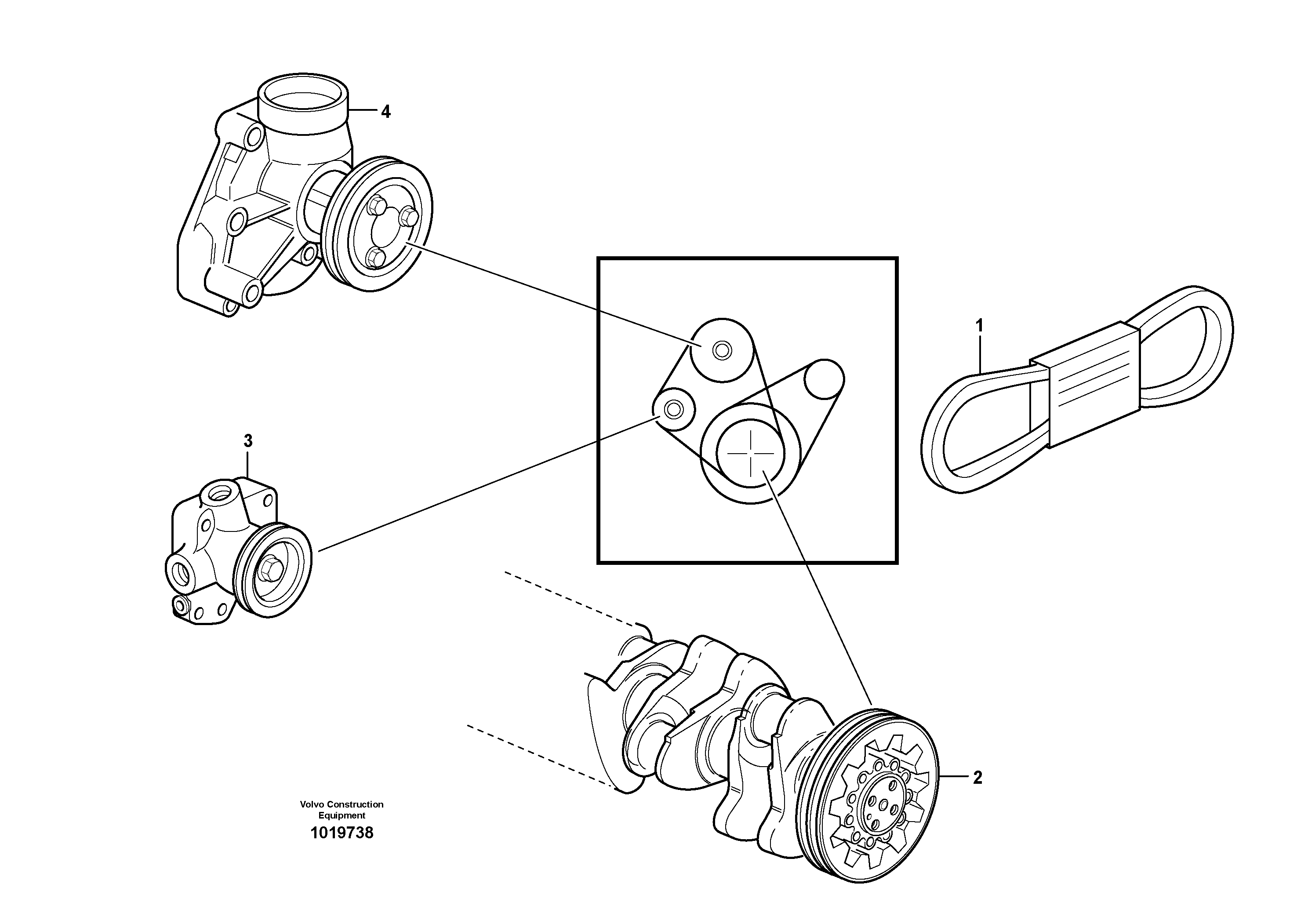 Схема запчастей Volvo L120E - 7403 Belt transmission L120E S/N 19804- SWE, 66001- USA, 71401-BRA, 54001-IRN