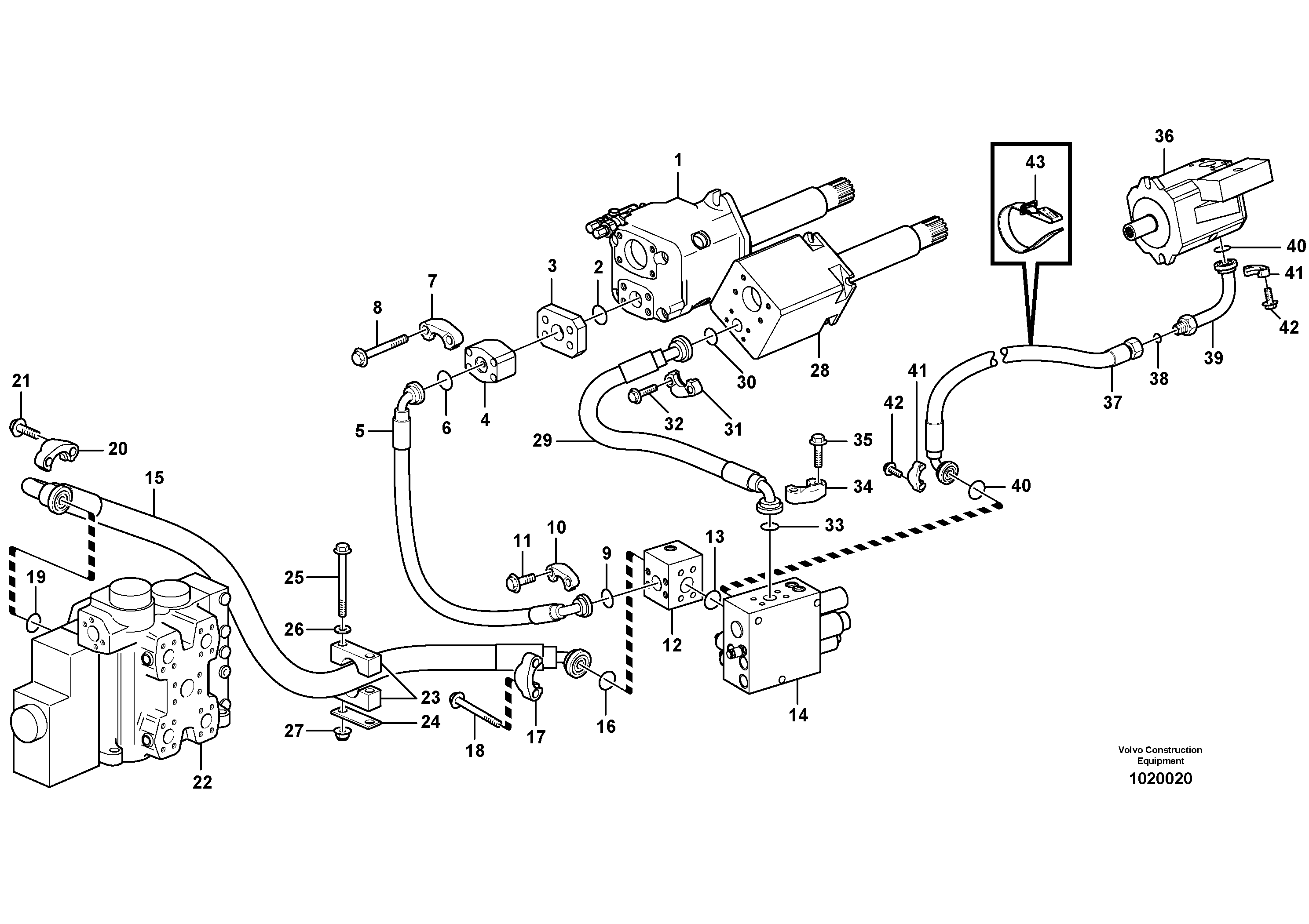 Схема запчастей Volvo L120E - 50069 Hydraulic system, feed line L120E S/N 19804- SWE, 66001- USA, 71401-BRA, 54001-IRN