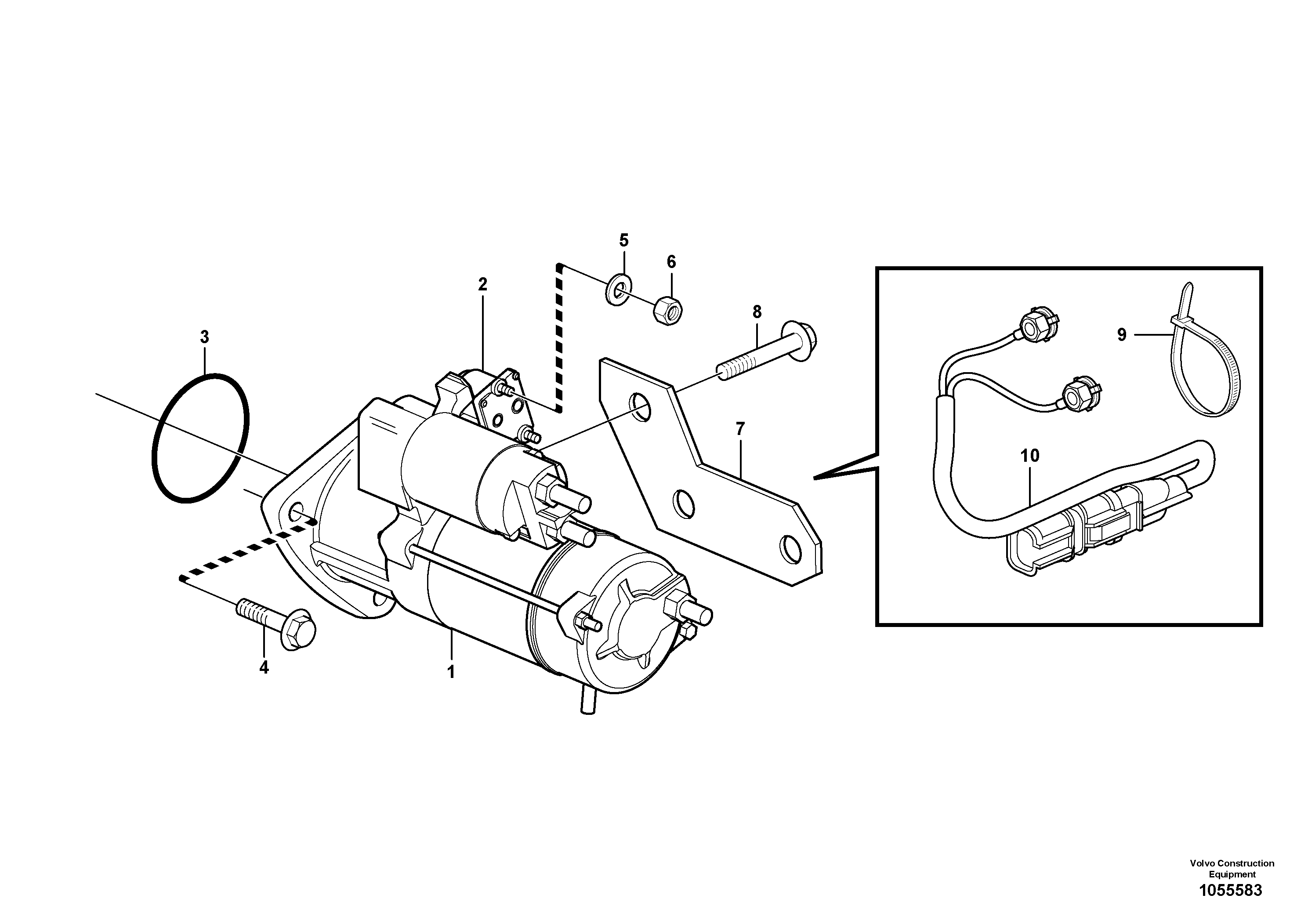 Схема запчастей Volvo L120E - 11146 Starter motor with assembling details L120E S/N 19804- SWE, 66001- USA, 71401-BRA, 54001-IRN