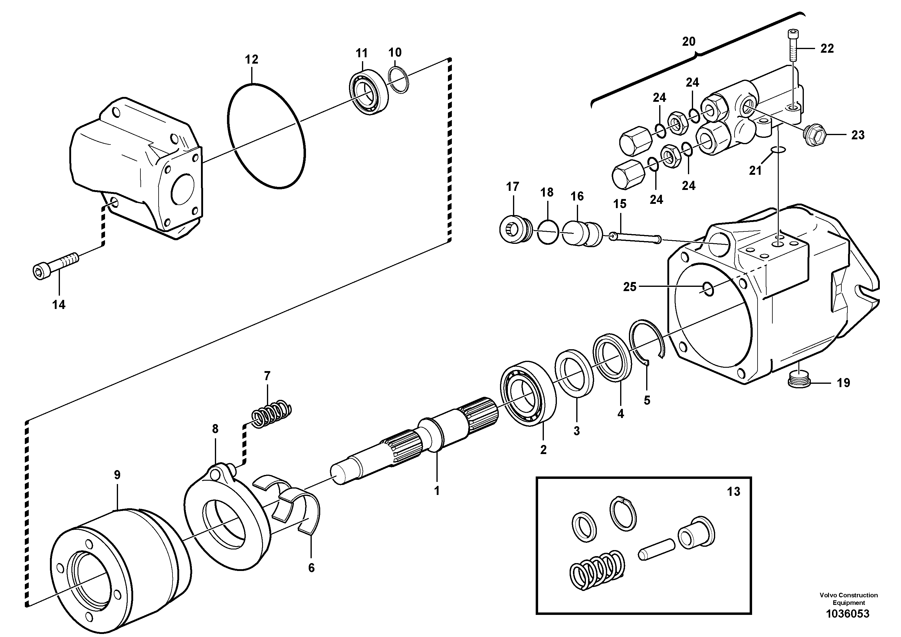 Схема запчастей Volvo L120E - 23995 Гидронасос (основной насос) L120E S/N 19804- SWE, 66001- USA, 71401-BRA, 54001-IRN