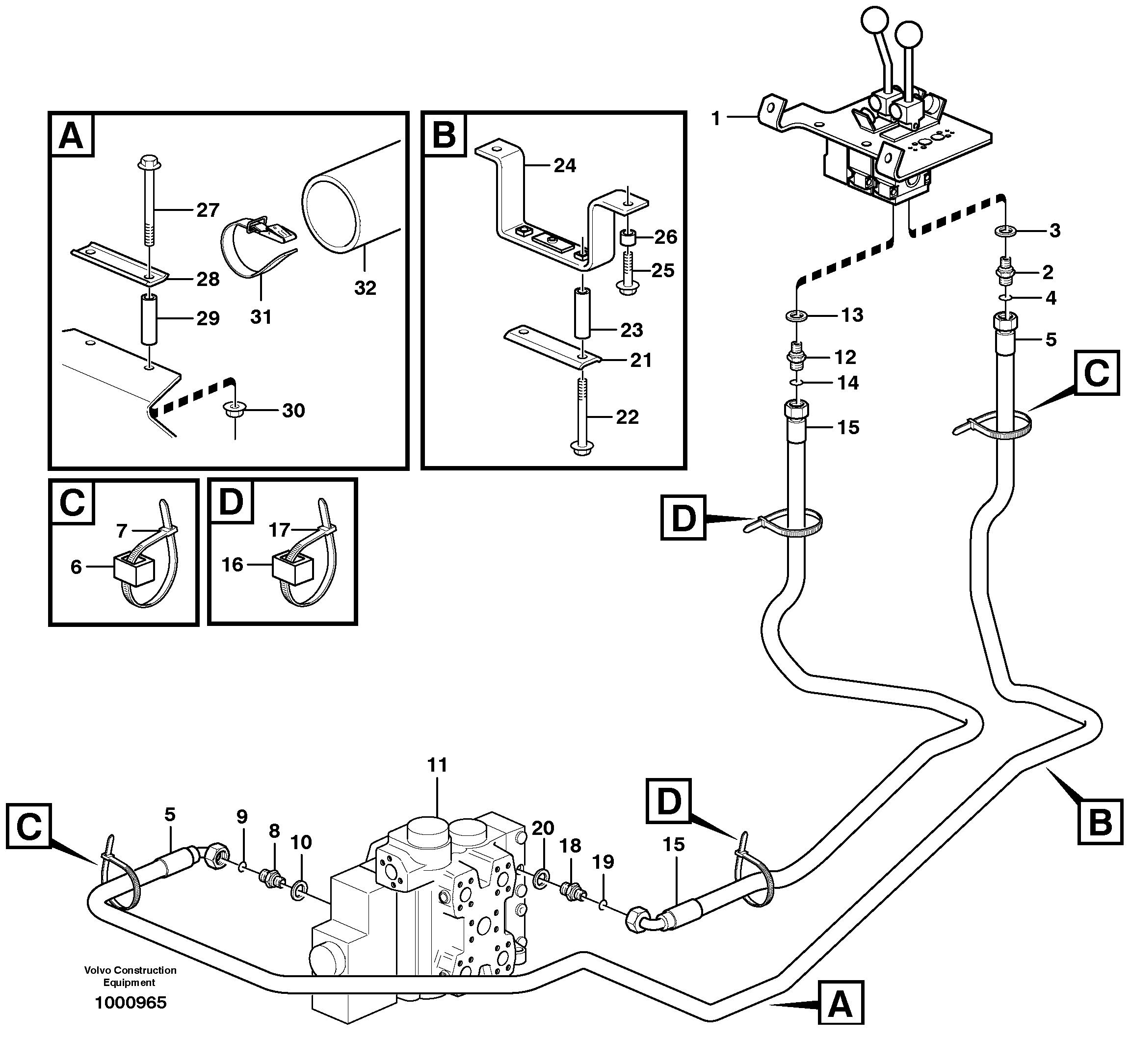 Схема запчастей Volvo L120E - 30307 Servo - hydraulic, control lines, tilt L120E S/N 19804- SWE, 66001- USA, 71401-BRA, 54001-IRN