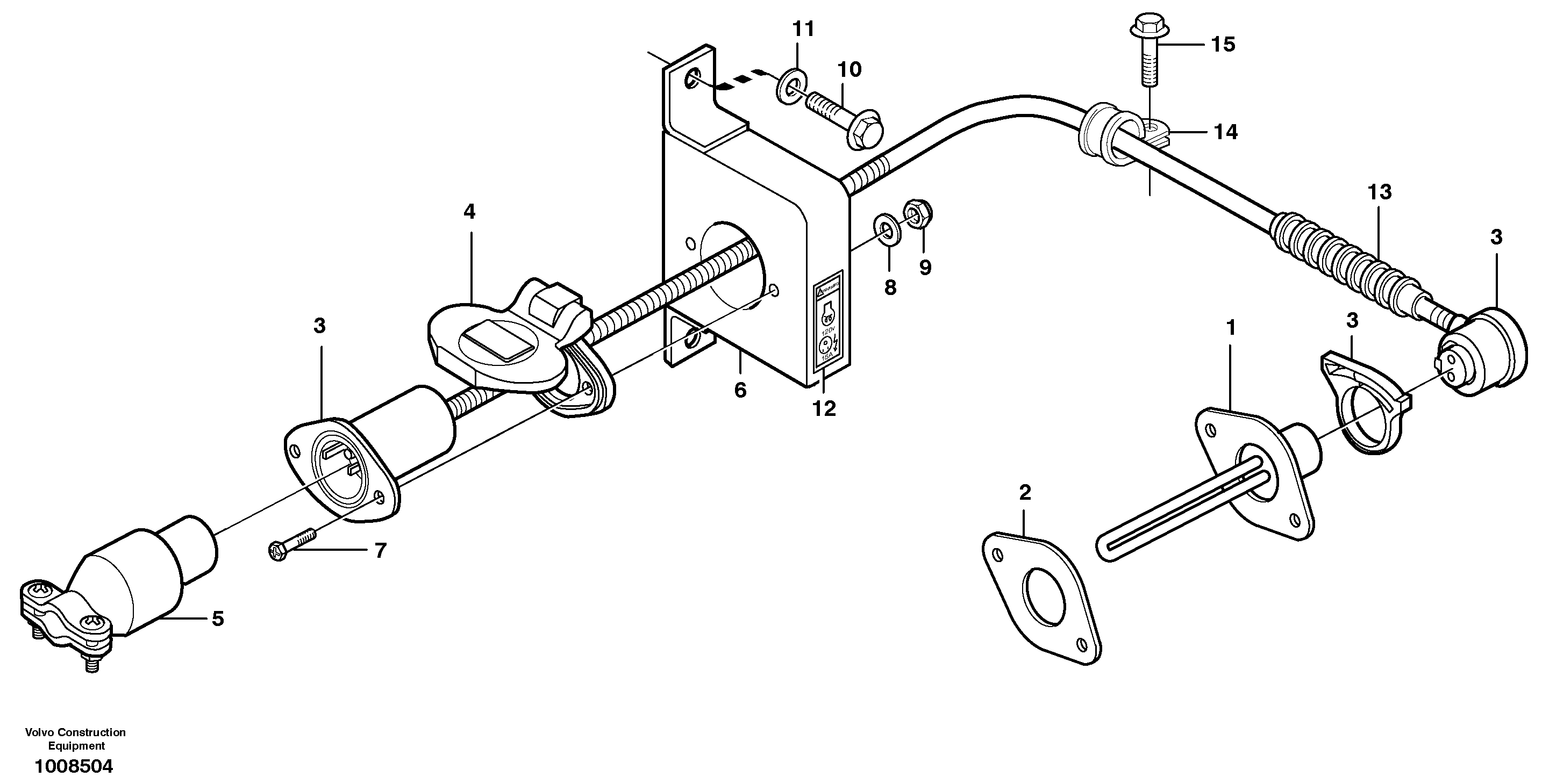 Схема запчастей Volvo L120E - 43033 Engine heater L120E S/N 16001 - 19668 SWE, 64001- USA, 70701-BRA