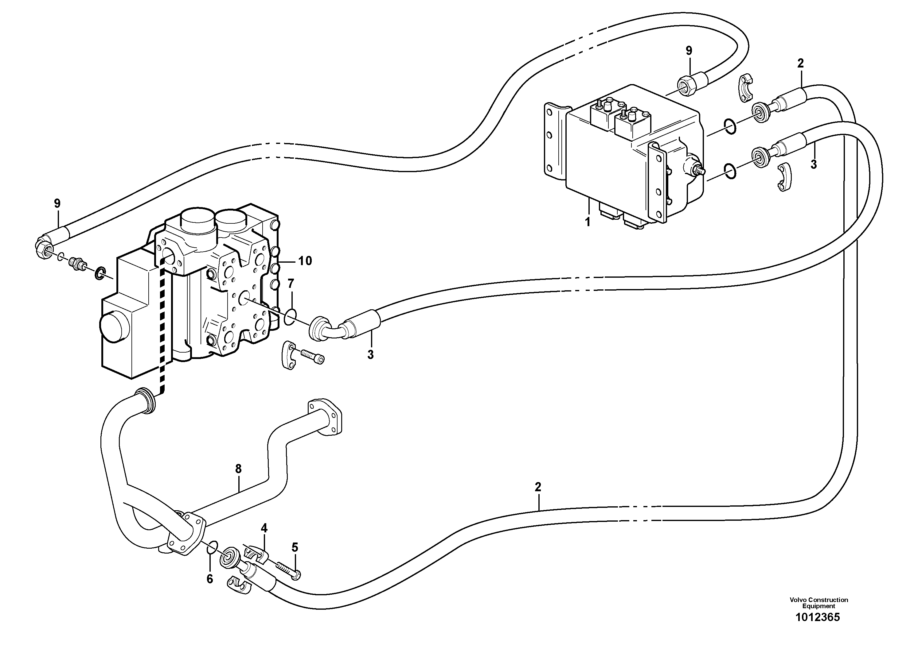 Схема запчастей Volvo L120E - 20305 Hydraulic system, feed and return lines 3rd function L120E S/N 19804- SWE, 66001- USA, 71401-BRA, 54001-IRN