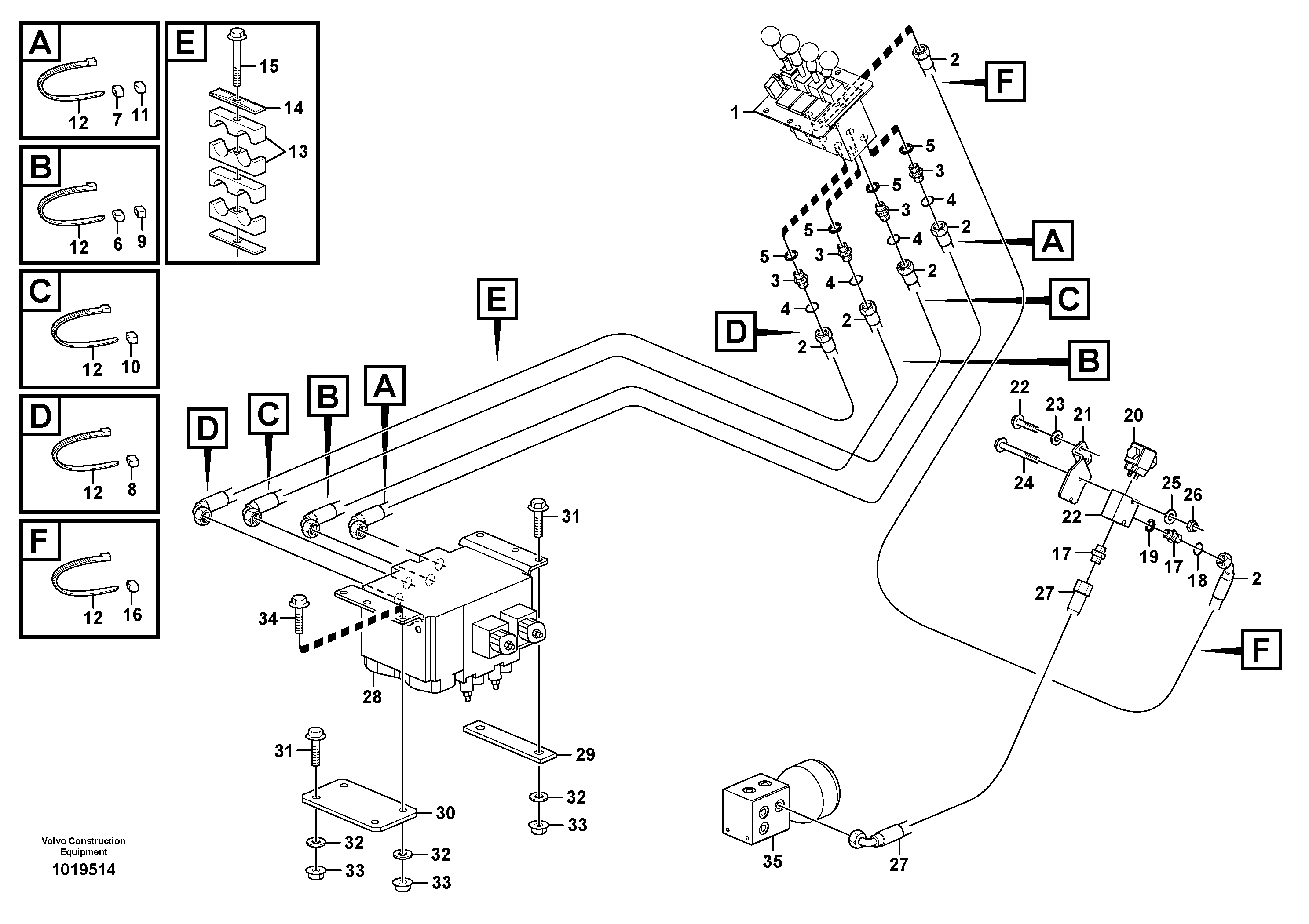 Схема запчастей Volvo L120E - 20323 Servo - hydraulic. 3rd and 4th function L120E S/N 19804- SWE, 66001- USA, 71401-BRA, 54001-IRN