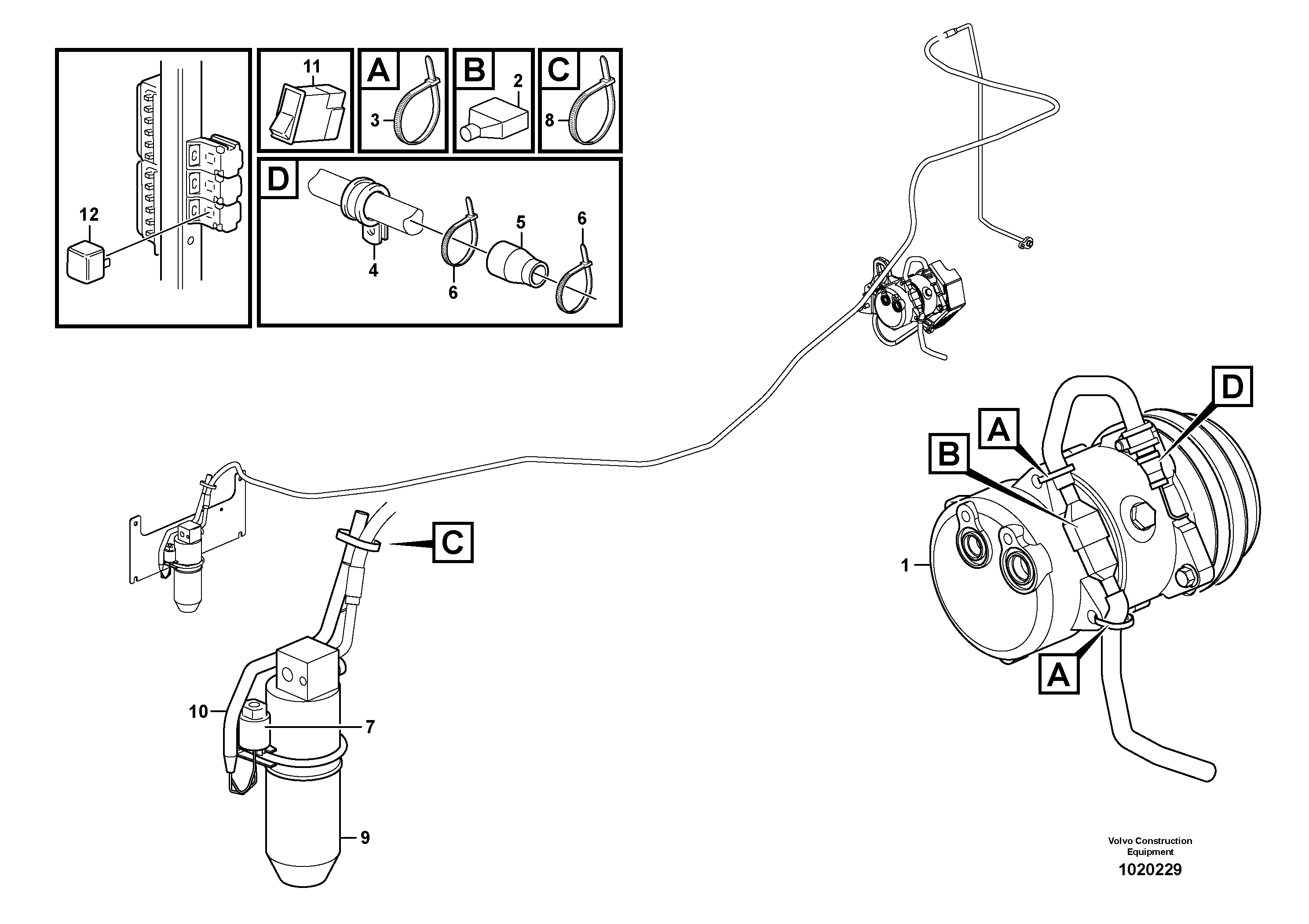 Схема запчастей Volvo L120E - 11768 Cable harness, compressor L120E S/N 19804- SWE, 66001- USA, 71401-BRA, 54001-IRN