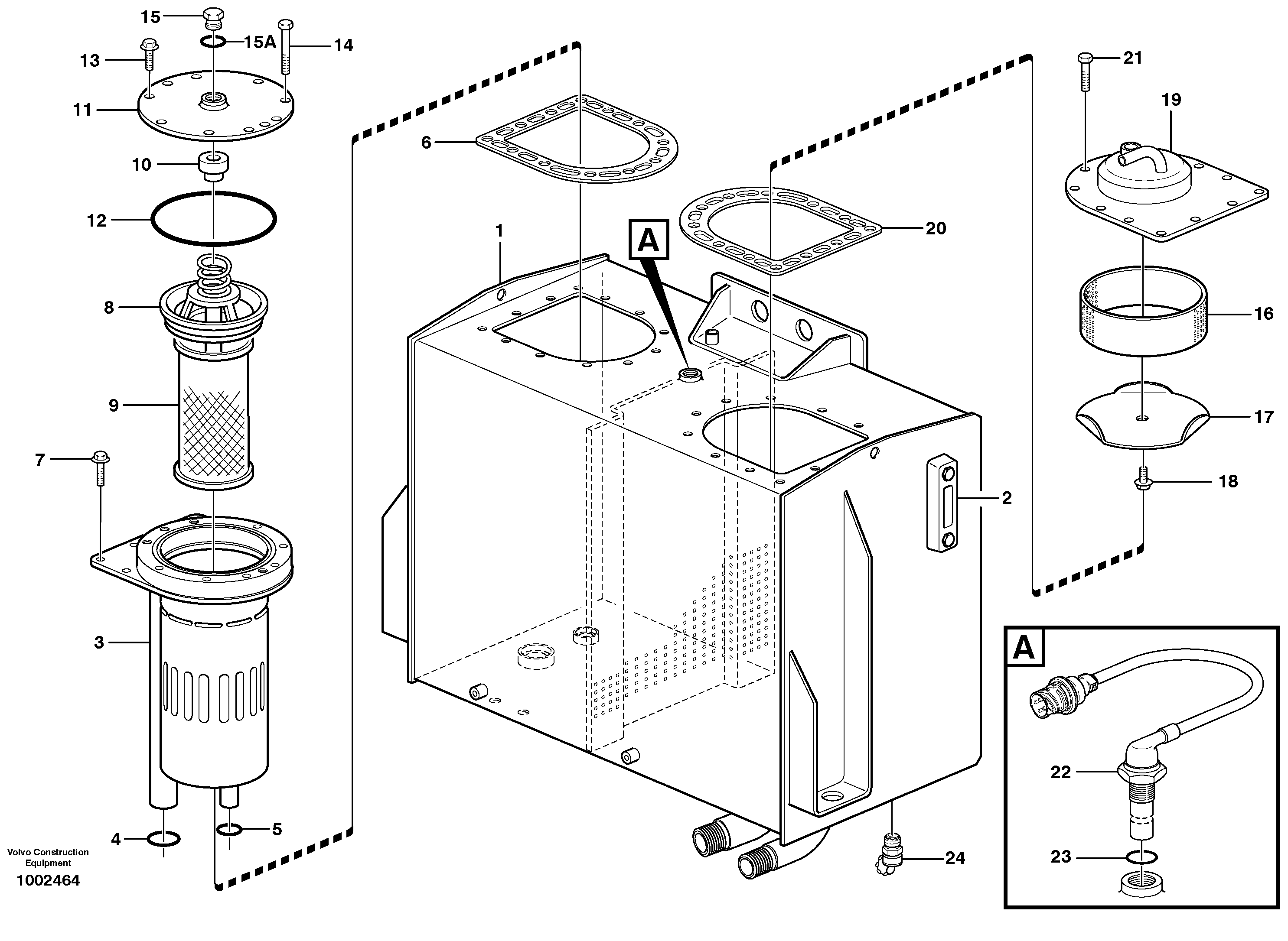 Схема запчастей Volvo L120E - 30414 Гидробак L120E S/N 16001 - 19668 SWE, 64001- USA, 70701-BRA