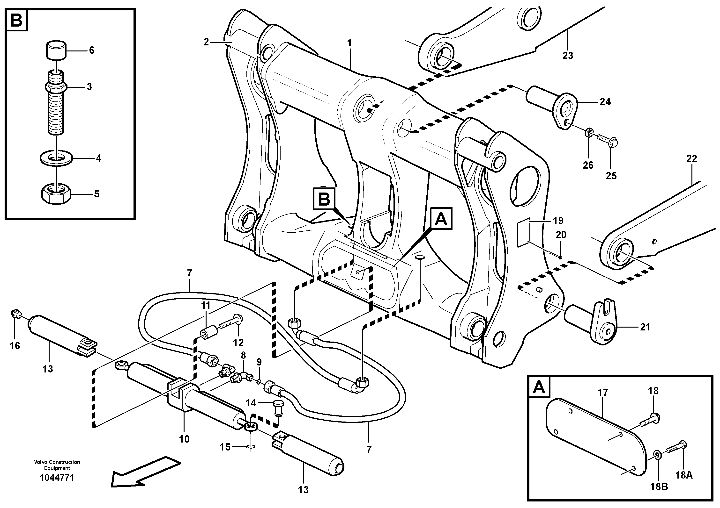 Схема запчастей Volvo L120E - 74861 Hydraulic attachment bracket L120E S/N 19804- SWE, 66001- USA, 71401-BRA, 54001-IRN