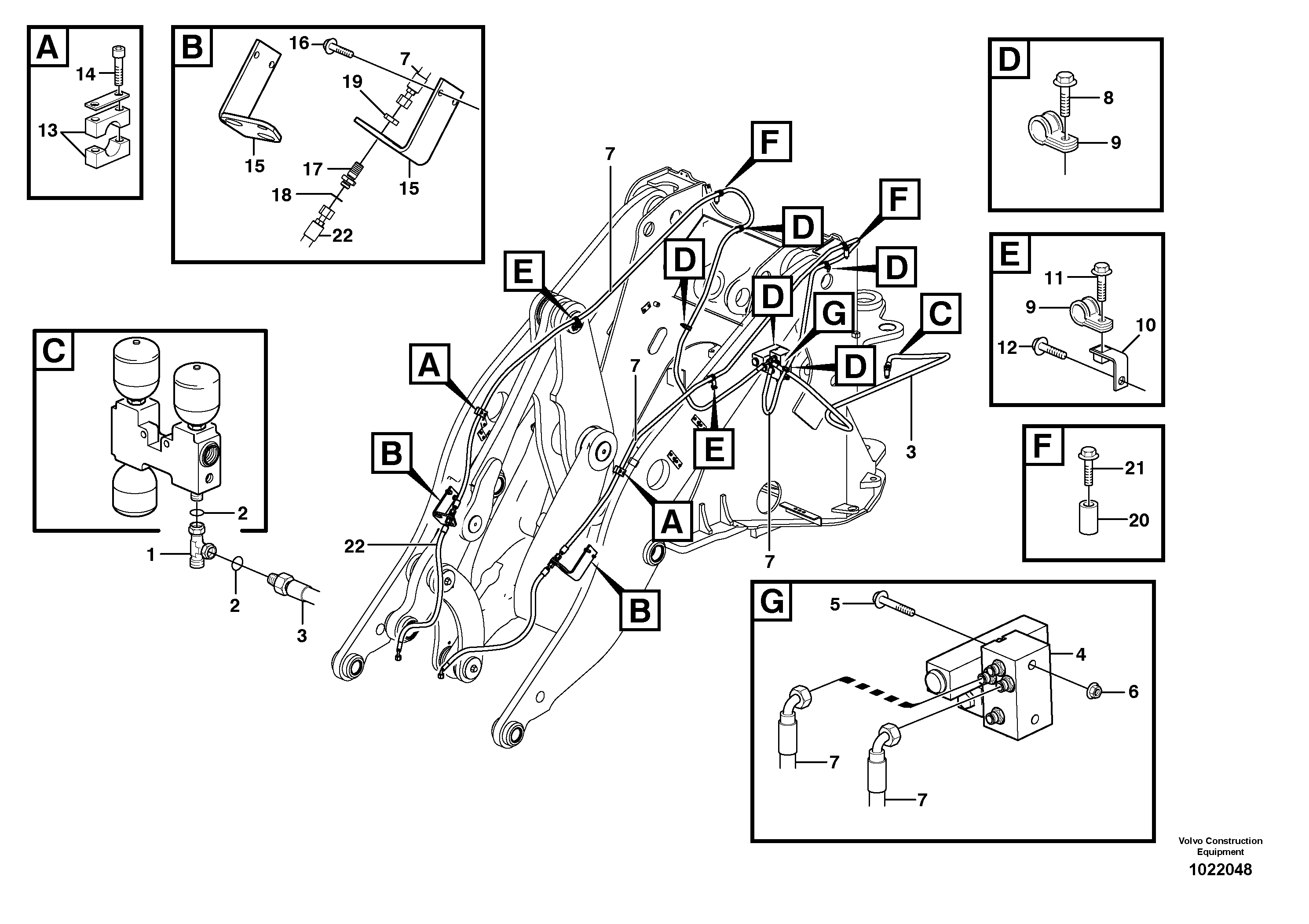 Схема запчастей Volvo L120E - 85429 Hydraulic system for attachment bracket L120E S/N 19804- SWE, 66001- USA, 71401-BRA, 54001-IRN