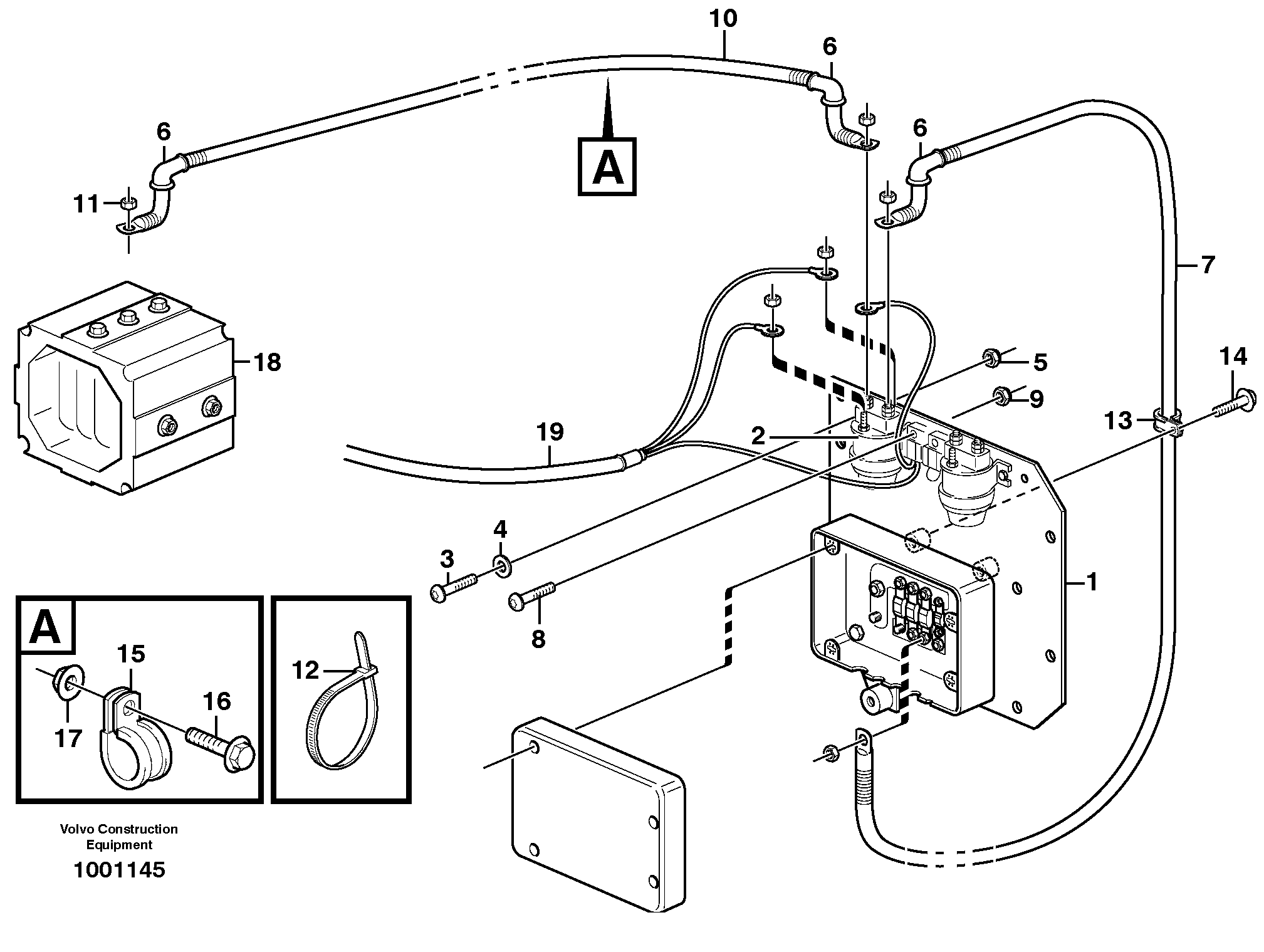 Схема запчастей Volvo L120E - 38591 Pre-heater with fitting parts L120E S/N 16001 - 19668 SWE, 64001- USA, 70701-BRA