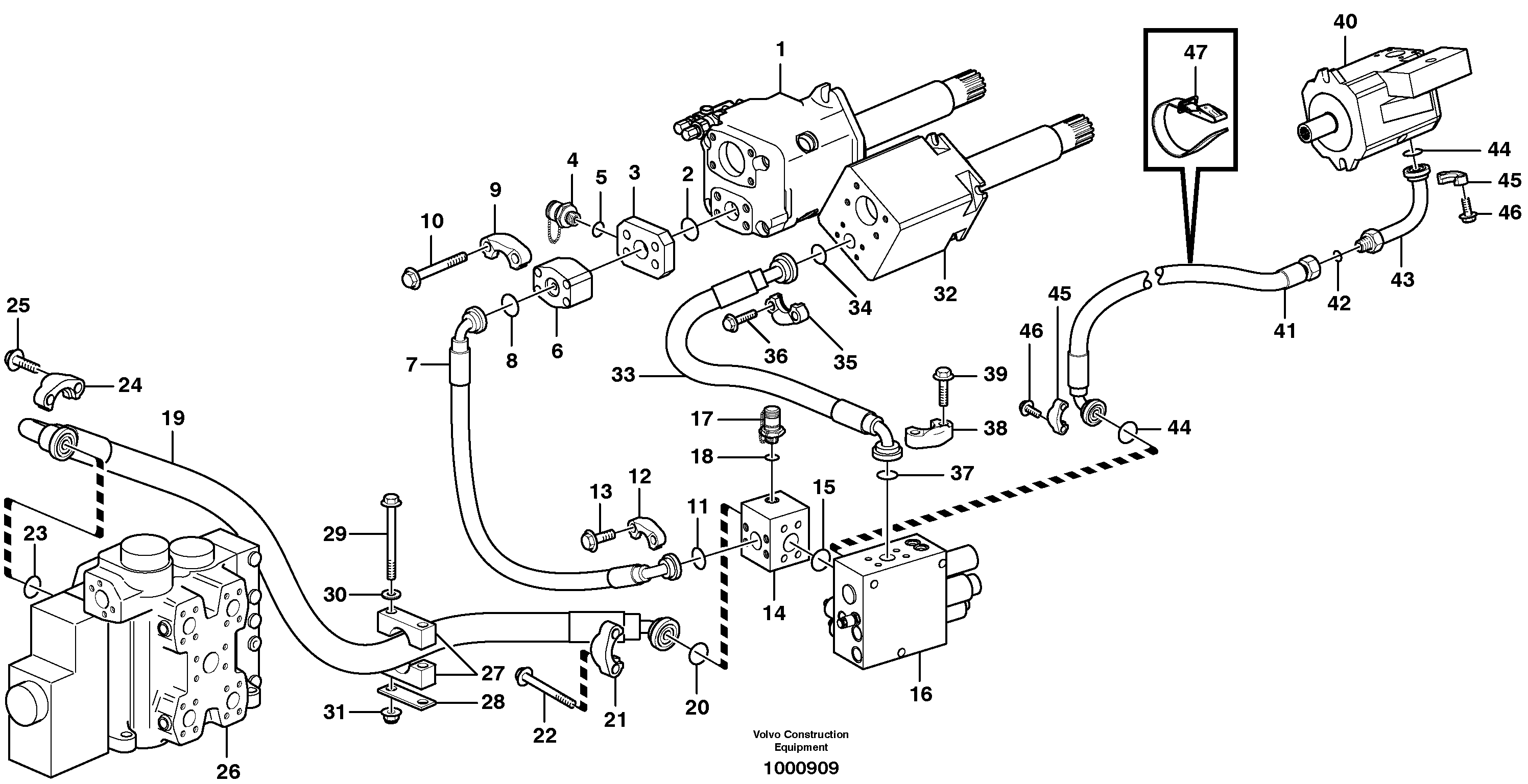 Схема запчастей Volvo L120E - 53411 Hydraulic system, feed line L120E S/N 16001 - 19668 SWE, 64001- USA, 70701-BRA