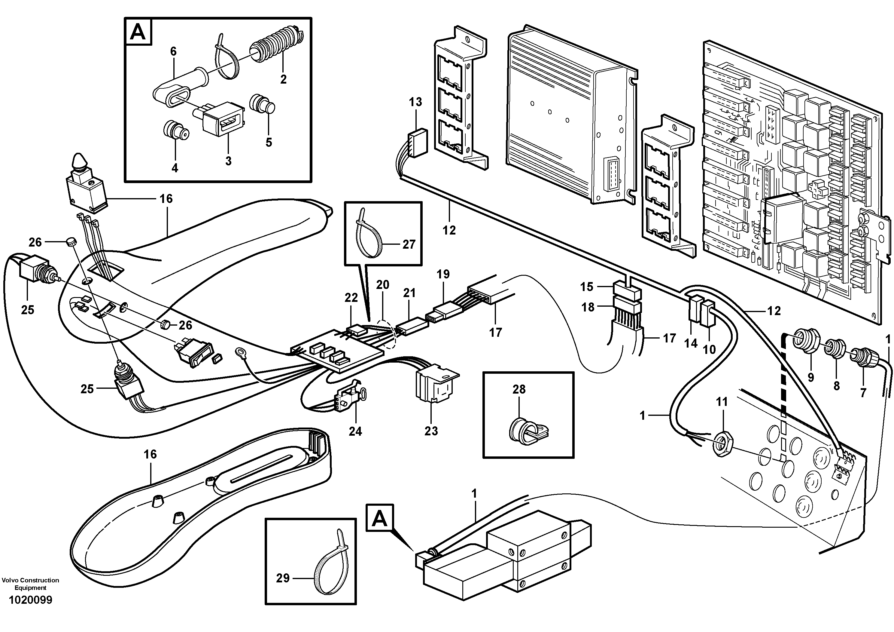 Схема запчастей Volvo L120E - 30873 Cable harness, CDC - steering L120E S/N 19804- SWE, 66001- USA, 71401-BRA, 54001-IRN