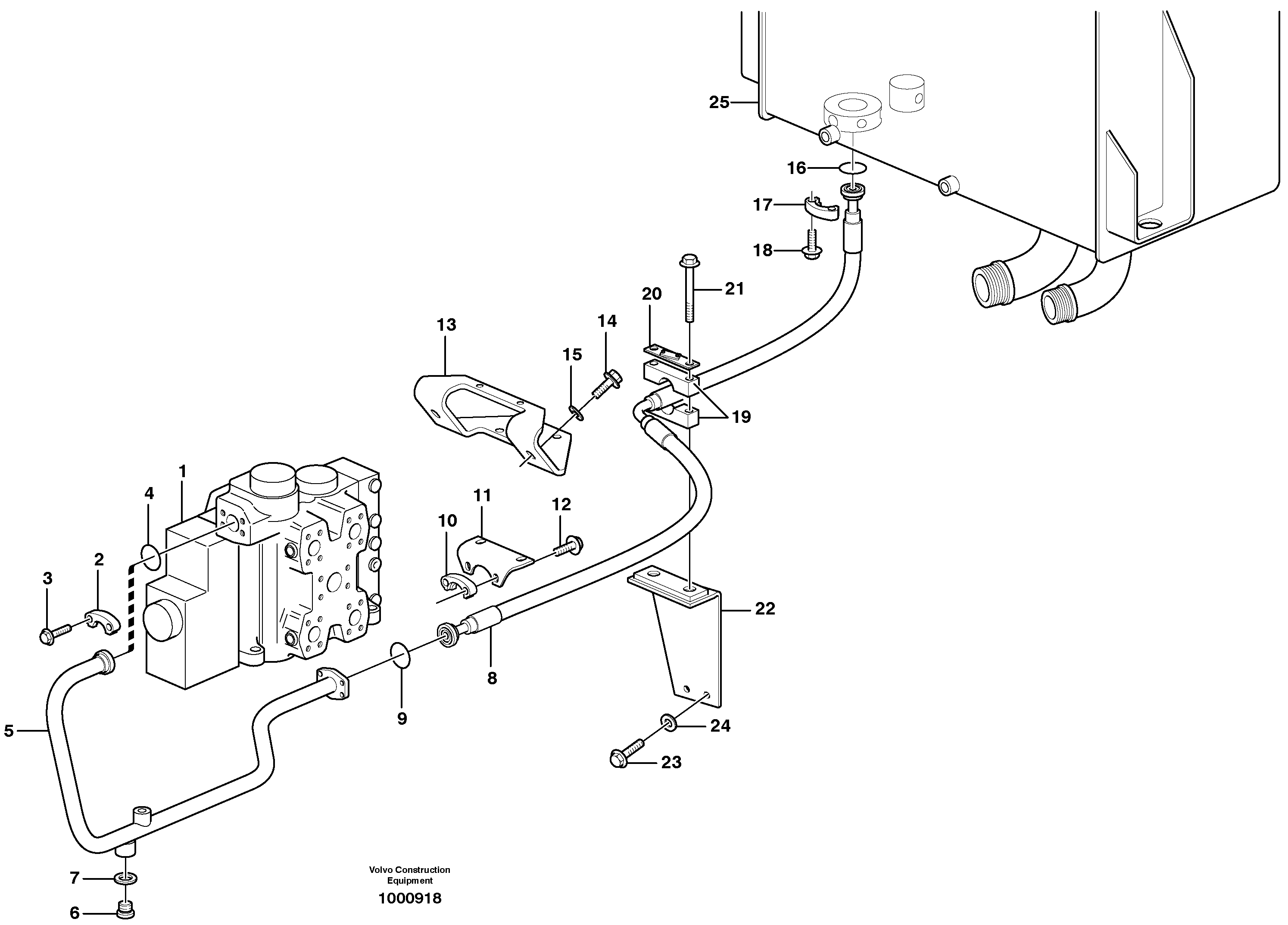 Схема запчастей Volvo L120E - 85167 Hydraulic system, return line L120E S/N 16001 - 19668 SWE, 64001- USA, 70701-BRA