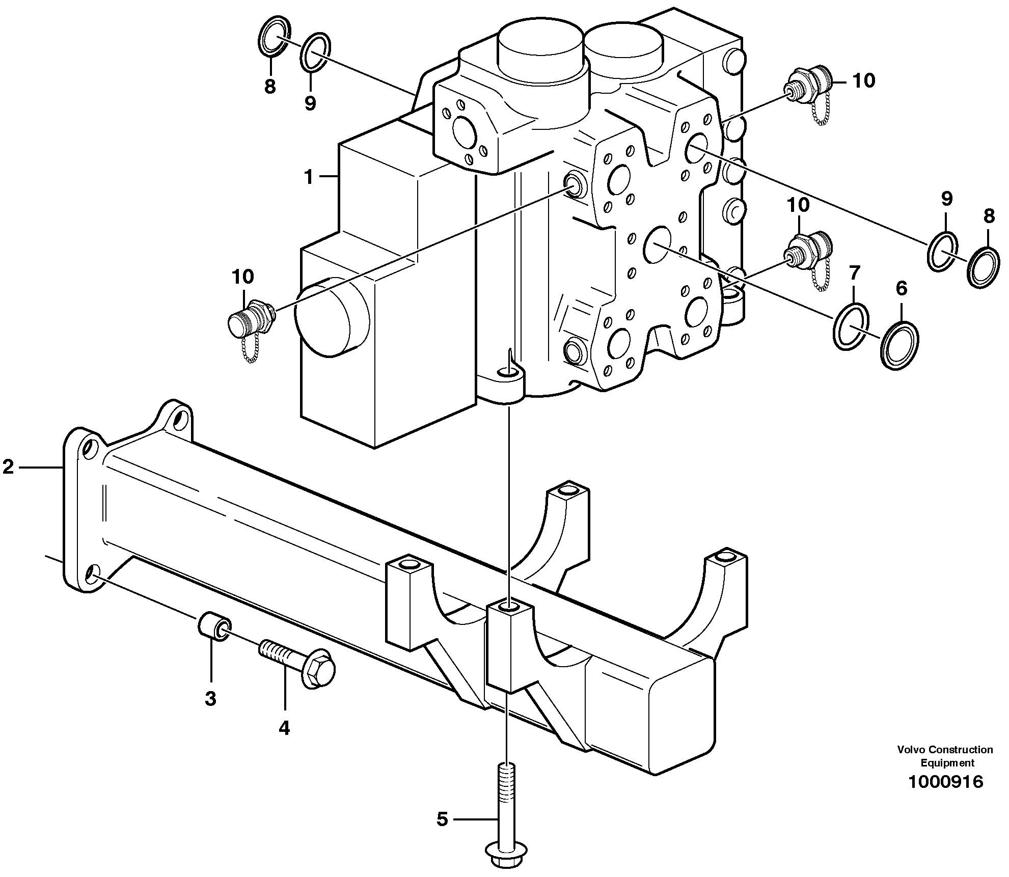 Схема запчастей Volvo L120E - 53428 Control valve with fitting parts L120E S/N 16001 - 19668 SWE, 64001- USA, 70701-BRA