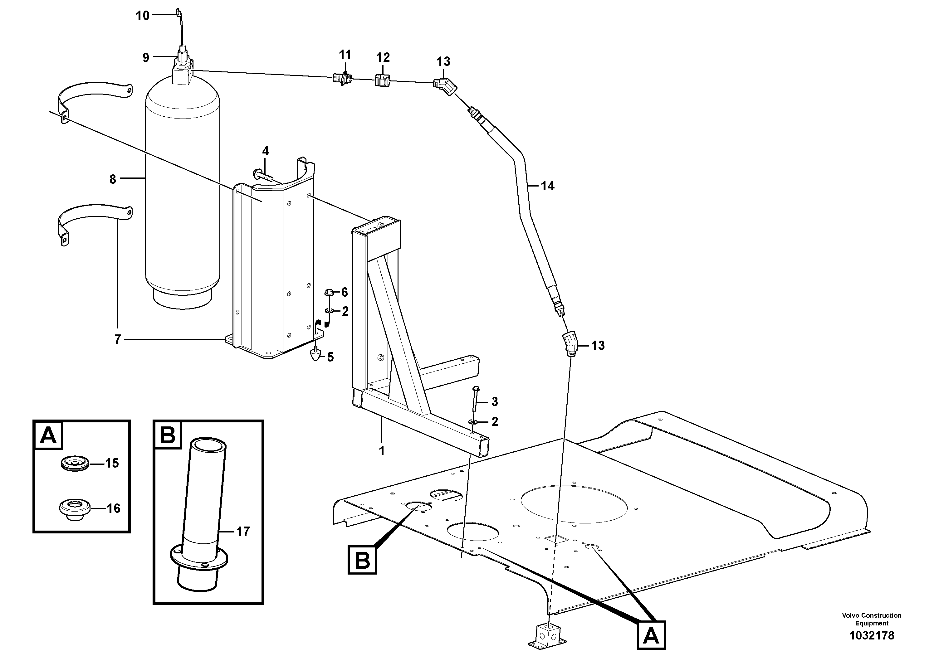 Схема запчастей Volvo L120E - 60727 Fire suppression system L120E S/N 19804- SWE, 66001- USA, 71401-BRA, 54001-IRN