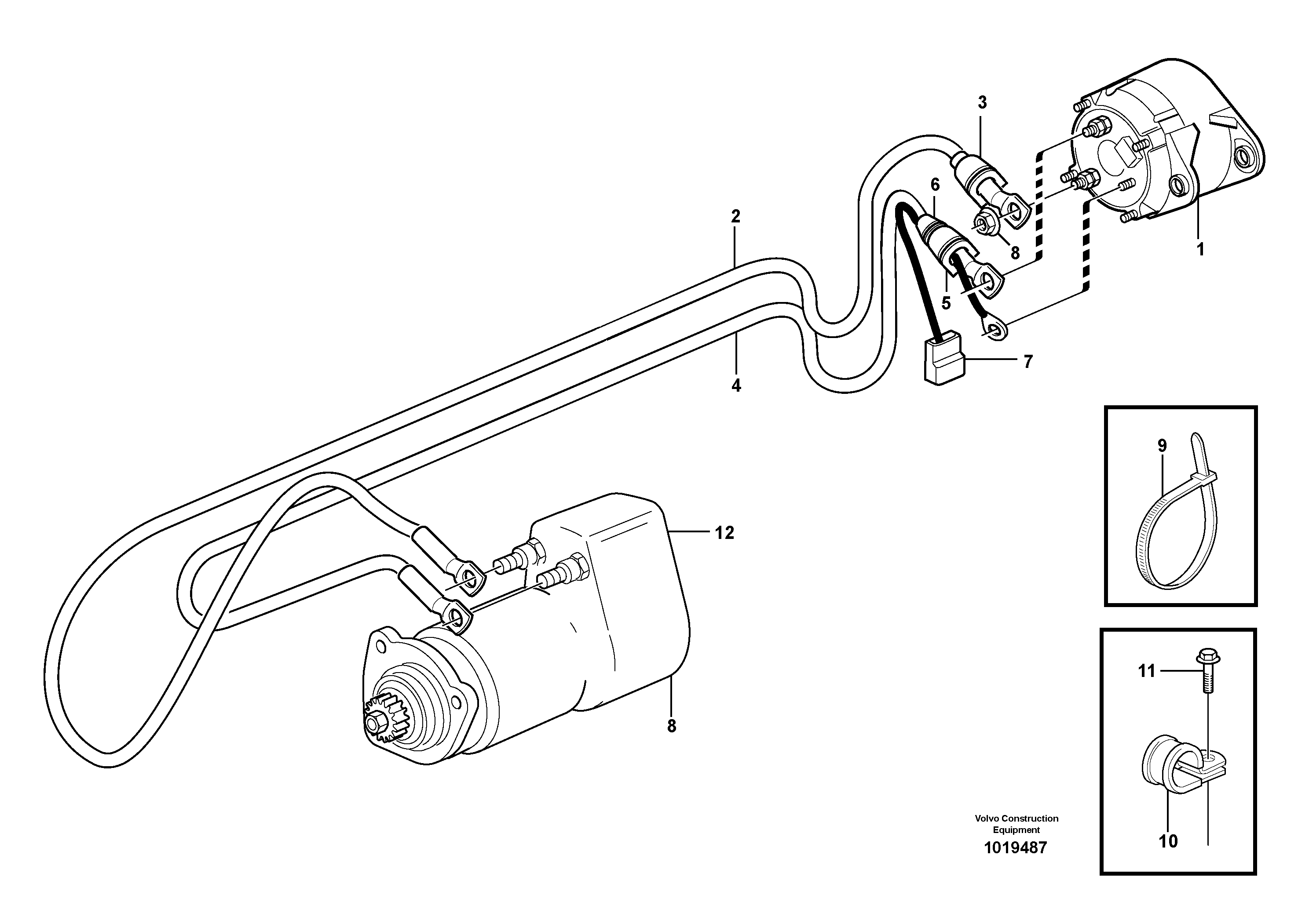 Схема запчастей Volvo L120E - 85244 Cable harness, alternator L120E S/N 19804- SWE, 66001- USA, 71401-BRA, 54001-IRN