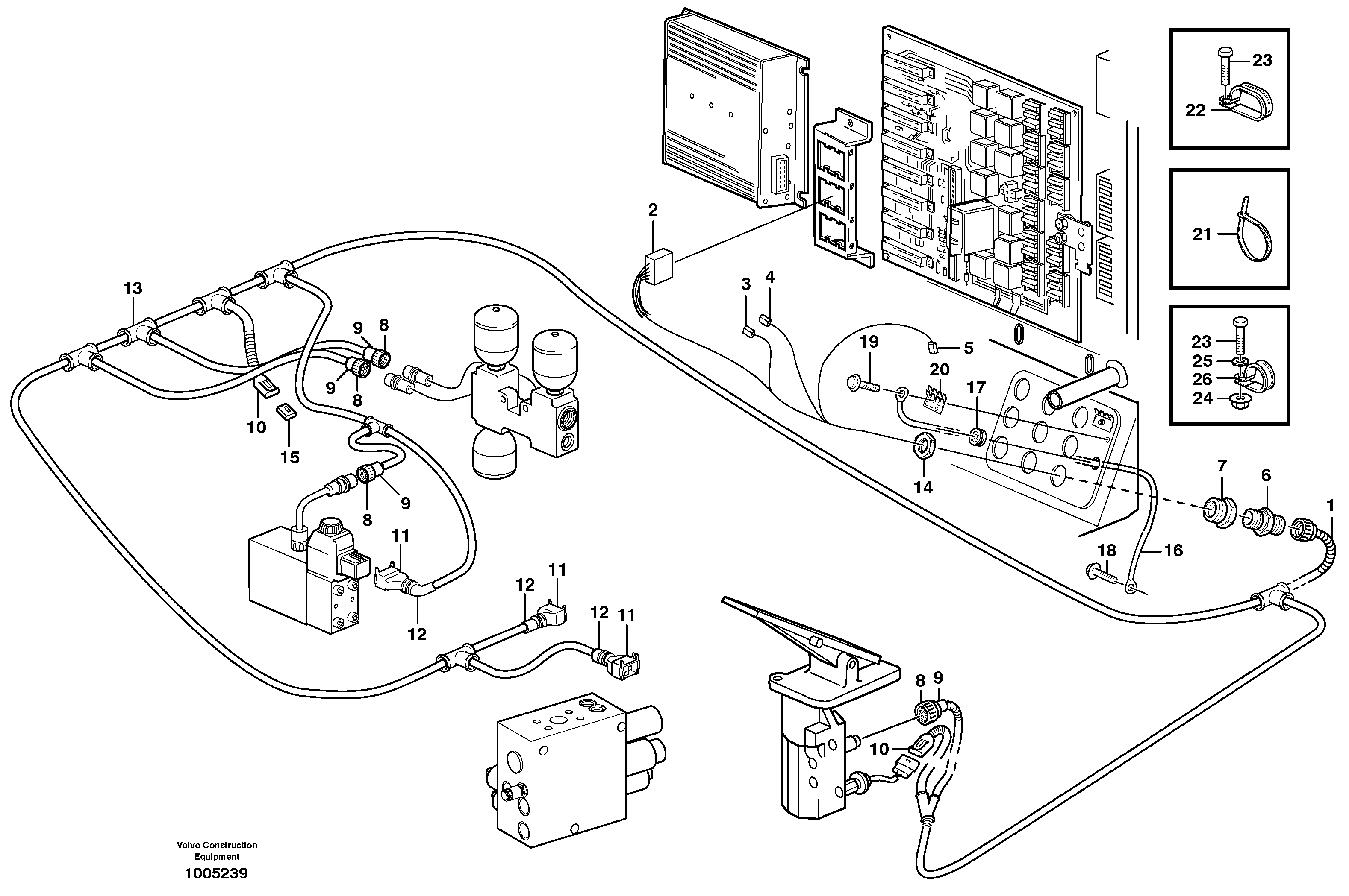 Схема запчастей Volvo L120E - 86745 Cable harness, under cab L120E S/N 19804- SWE, 66001- USA, 71401-BRA, 54001-IRN