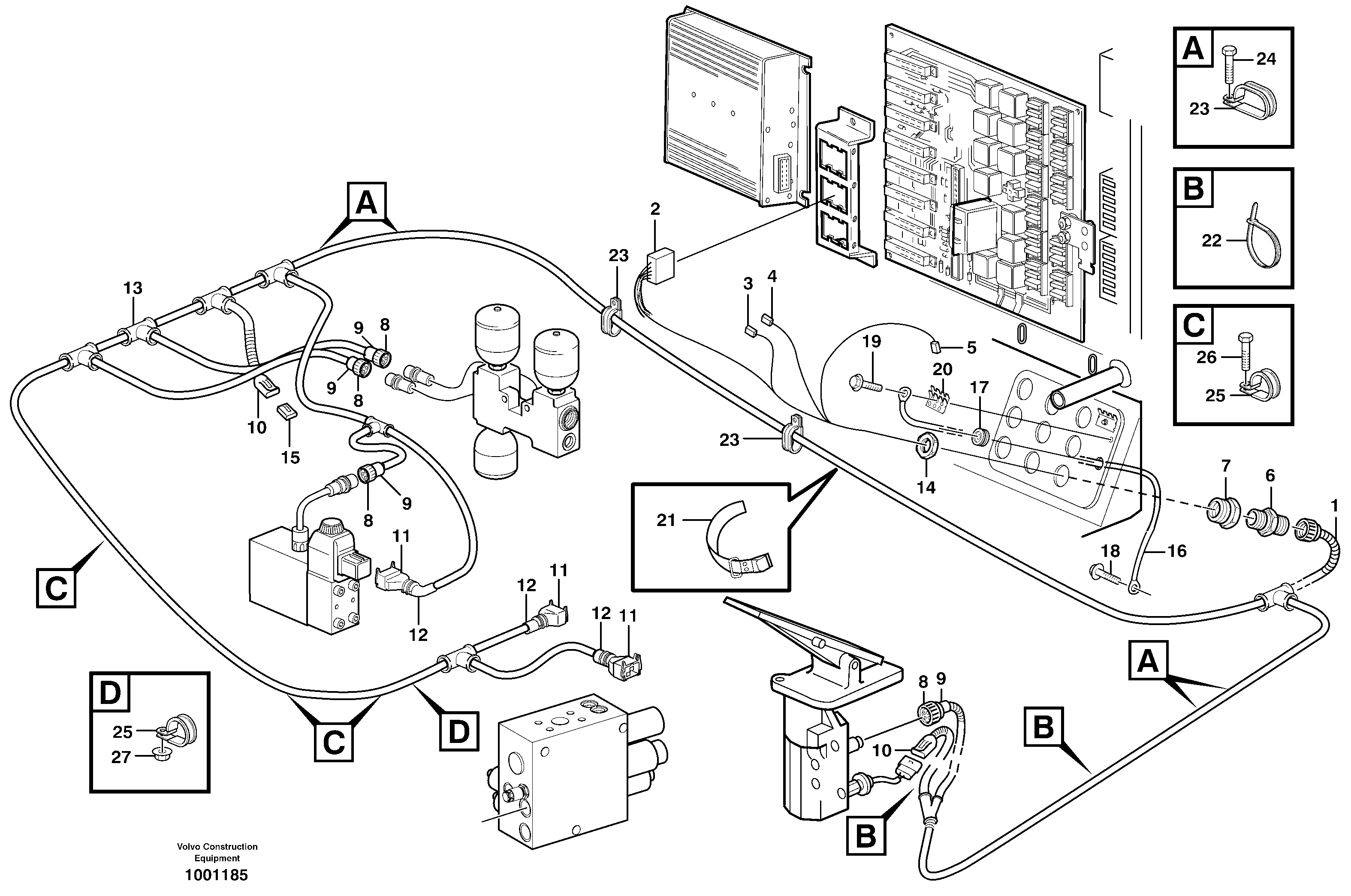 Схема запчастей Volvo L120E - 43062 Cable harness, under cab L120E S/N 16001 - 19668 SWE, 64001- USA, 70701-BRA