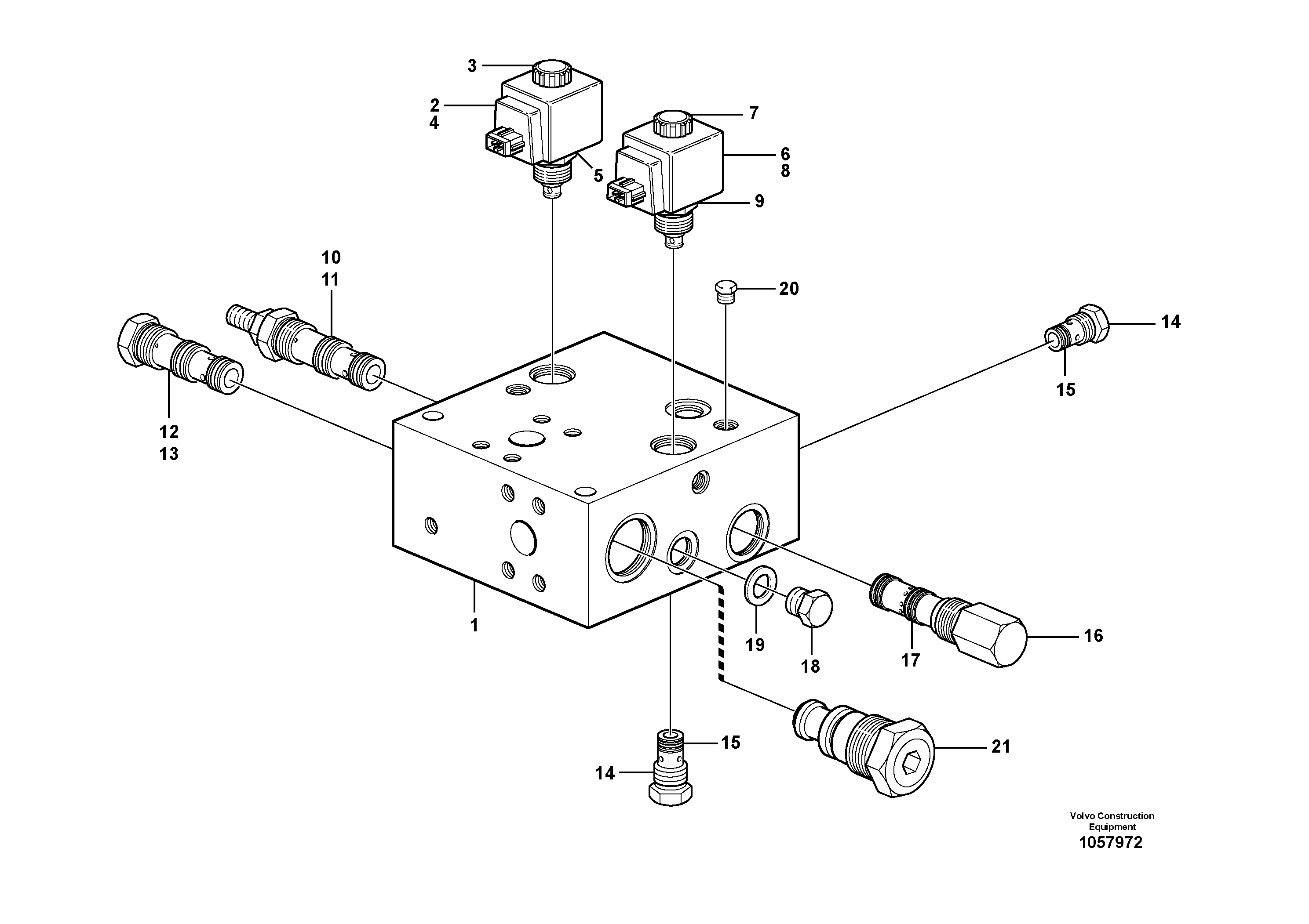 Схема запчастей Volvo L120E - 95260 Relief valve L120E S/N 16001 - 19668 SWE, 64001- USA, 70701-BRA