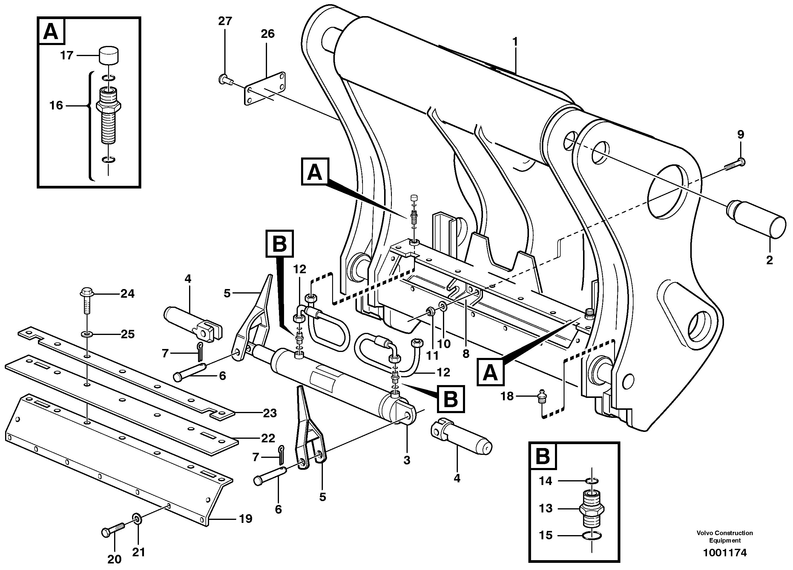 Схема запчастей Volvo L120E - 45007 Hydraulic attachment bracket L120E S/N 16001 - 19668 SWE, 64001- USA, 70701-BRA