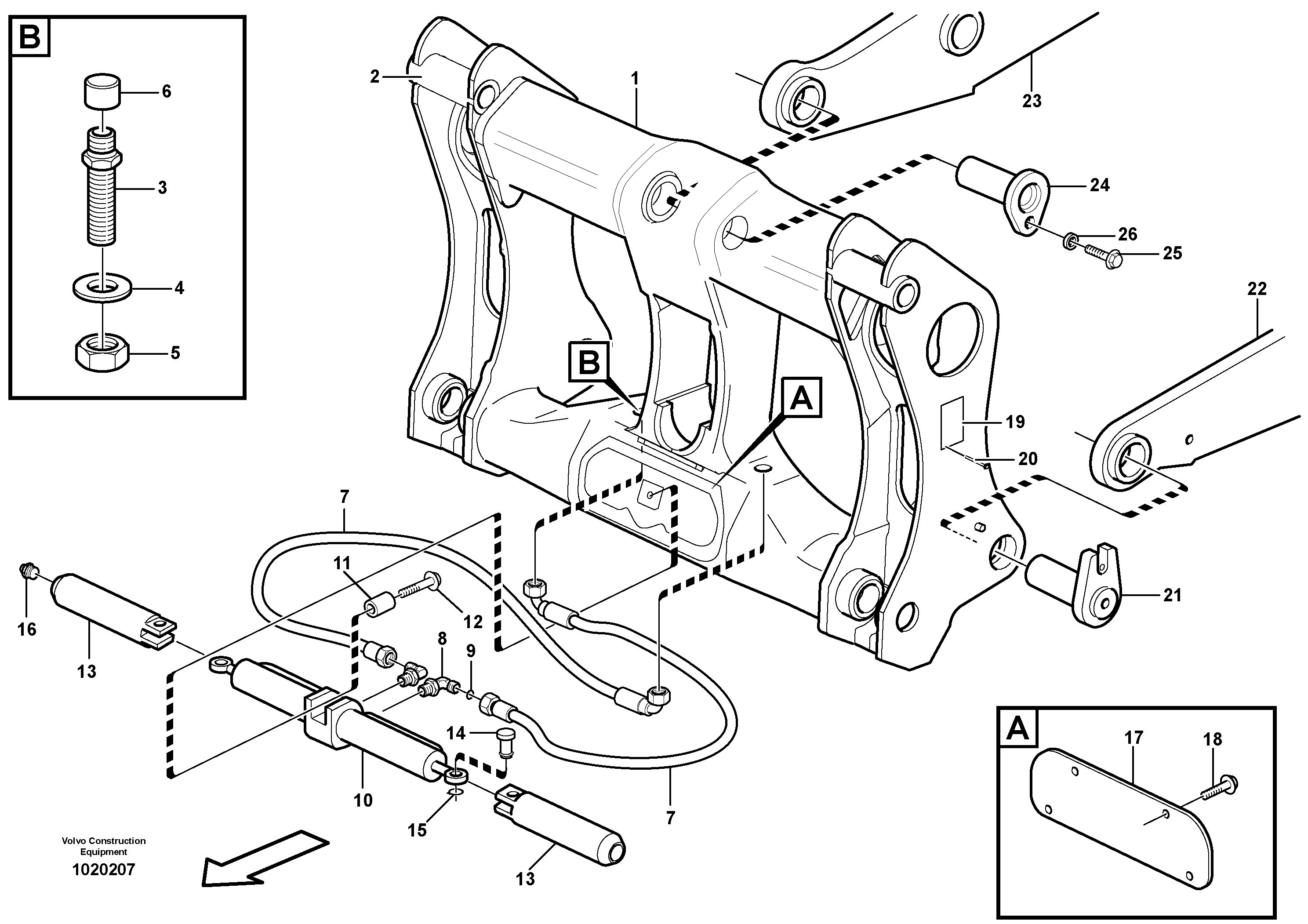 Схема запчастей Volvo L120E - 72760 Hydraulic attachment bracket L120E S/N 16001 - 19668 SWE, 64001- USA, 70701-BRA