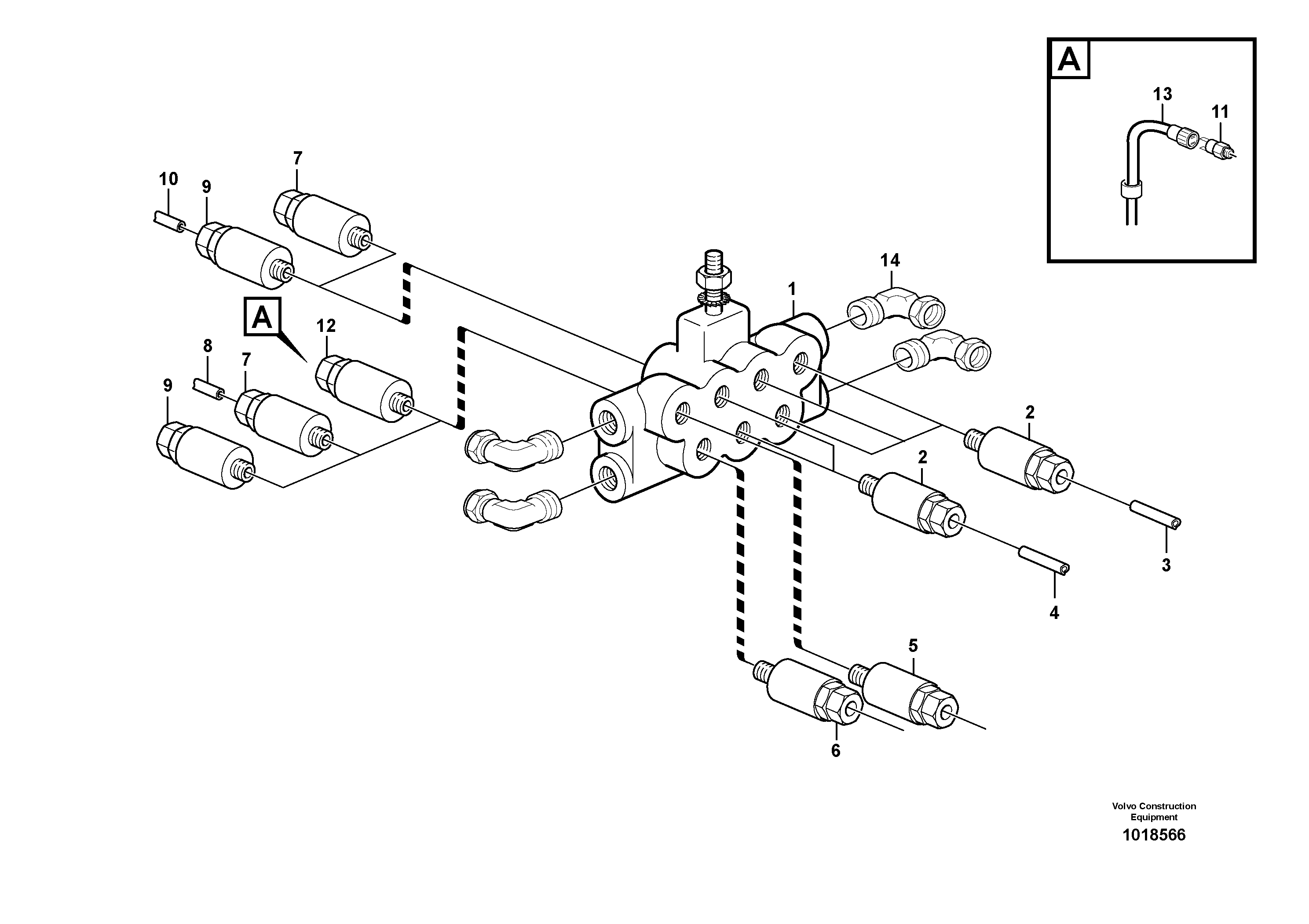 Схема запчастей Volvo L120E - 48362 Distribution block, B2 L120E S/N 16001 - 19668 SWE, 64001- USA, 70701-BRA