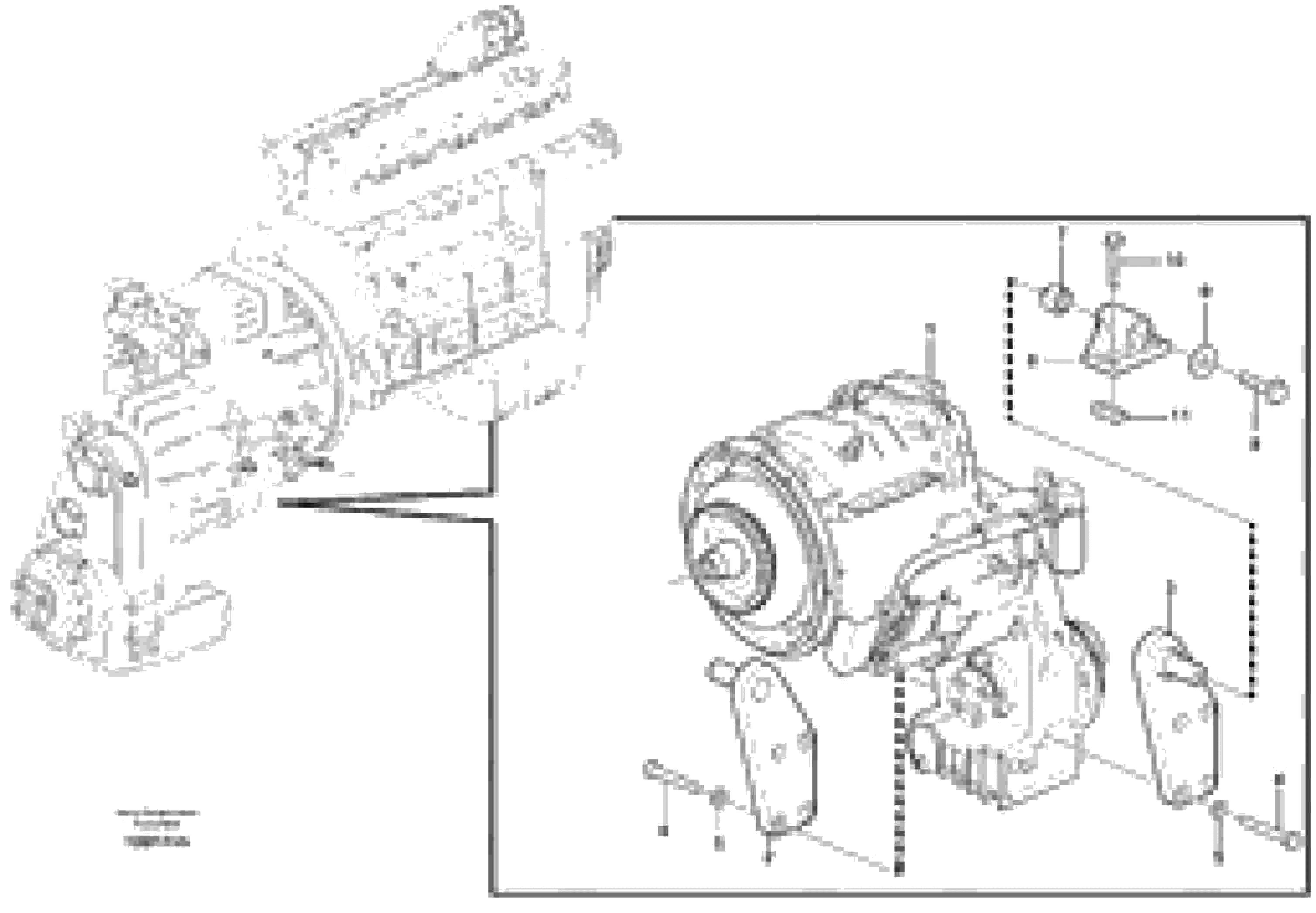 Схема запчастей Volvo L120E - 14951 Gear box housing with fitting parts L120E S/N 19804- SWE, 66001- USA, 71401-BRA, 54001-IRN