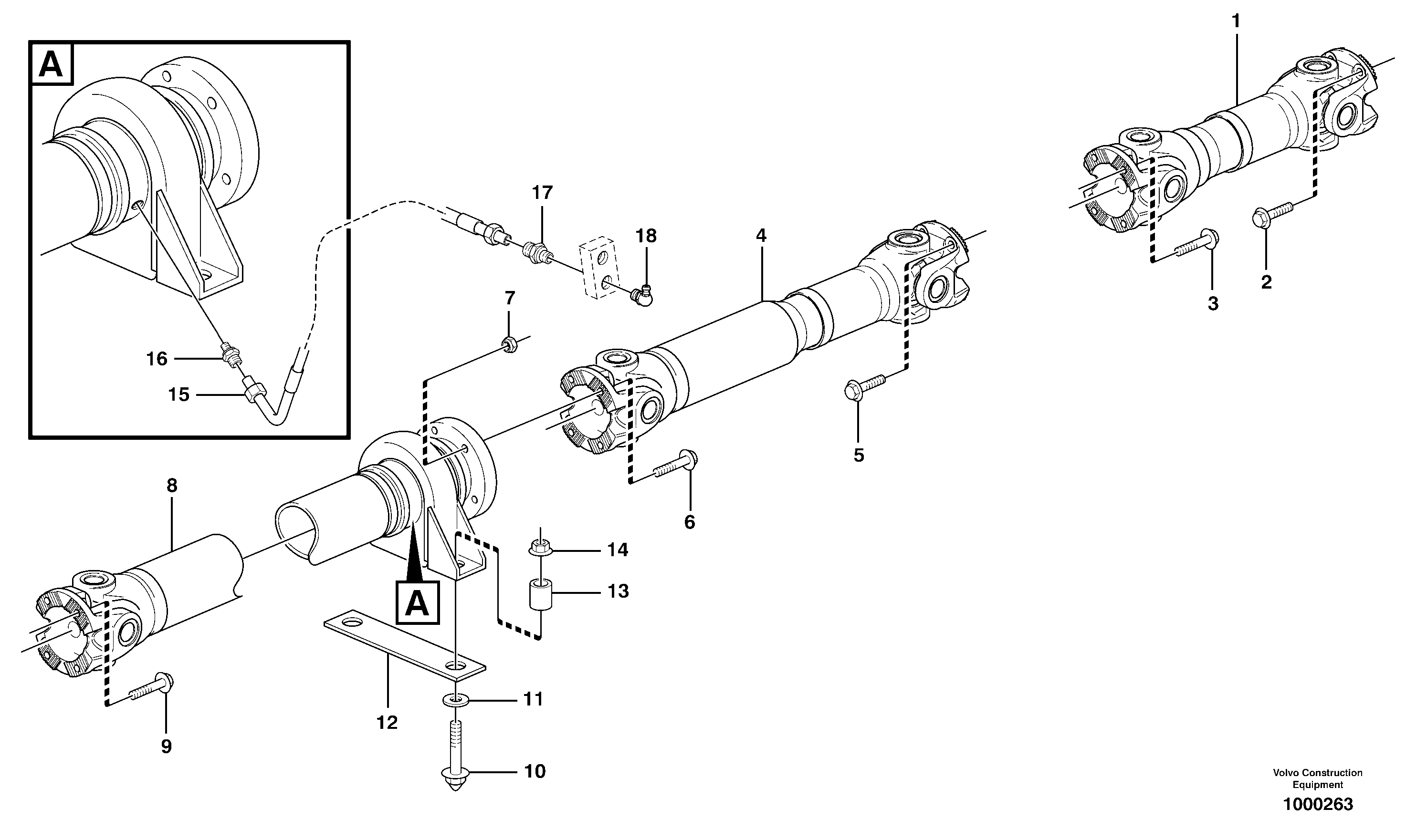 Схема запчастей Volvo L120E - 63228 Propeller shafts with fitting parts L120E S/N 19804- SWE, 66001- USA, 71401-BRA, 54001-IRN