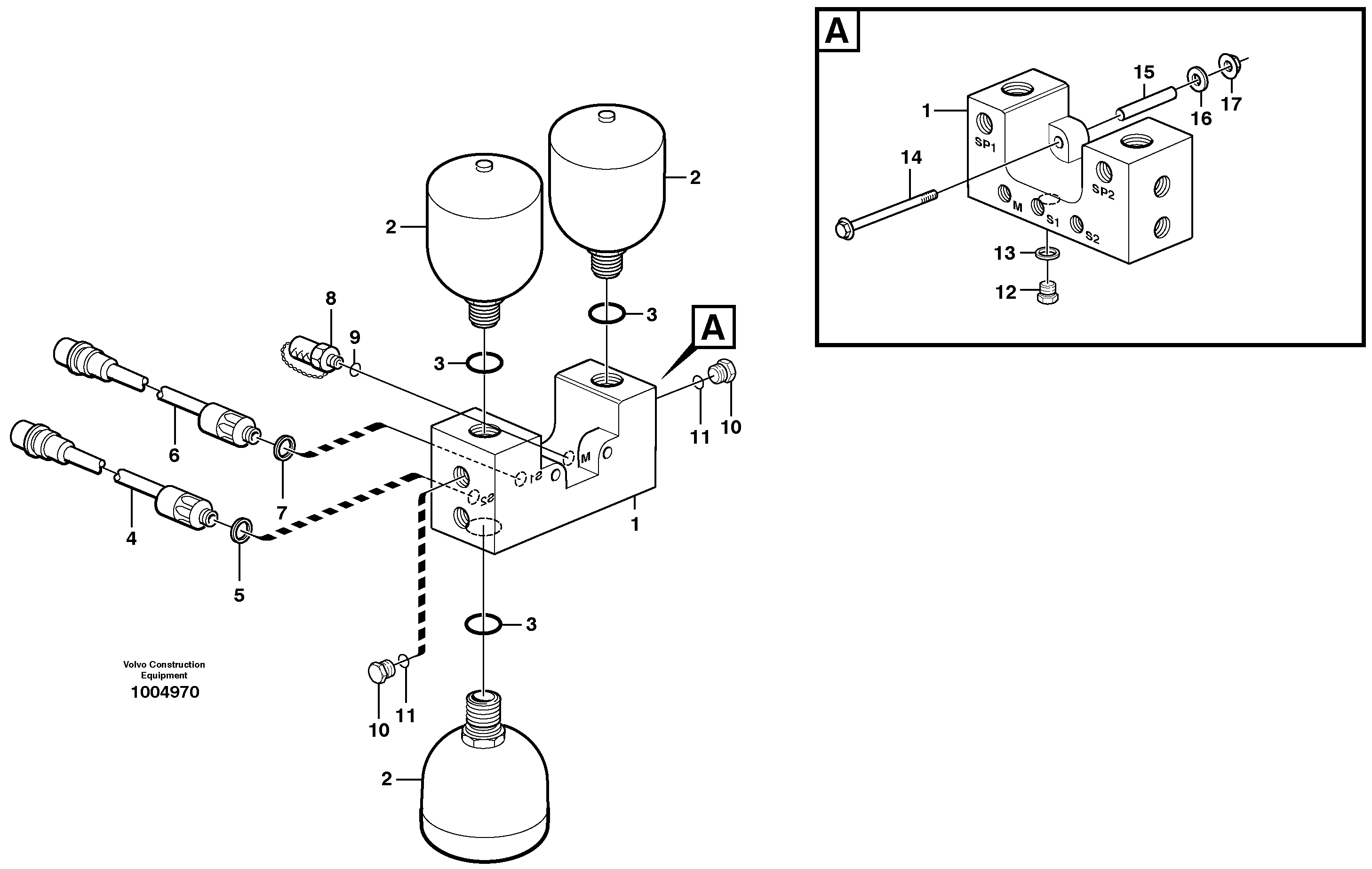 Схема запчастей Volvo L60E - 40603 Valve and accumulators L60E