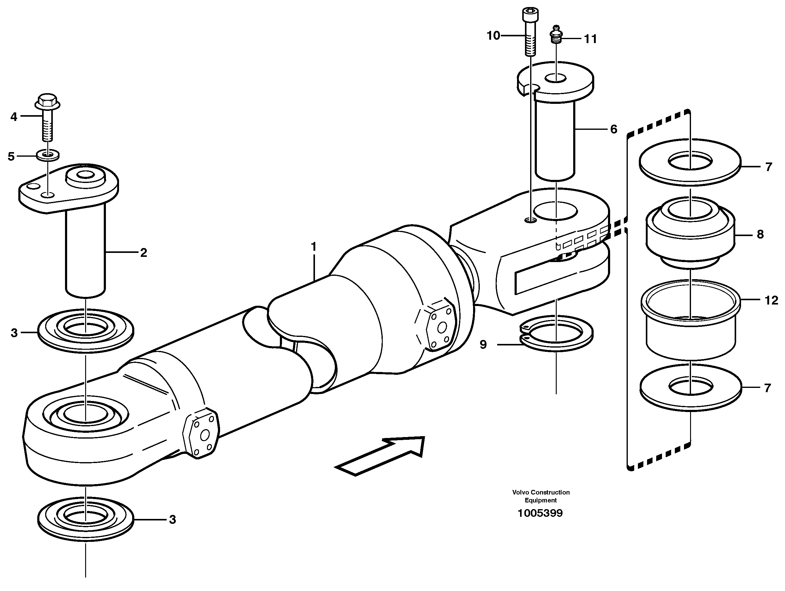 Схема запчастей Volvo L60E - 40596 Hydraulic cylinder with fitting parts L60E