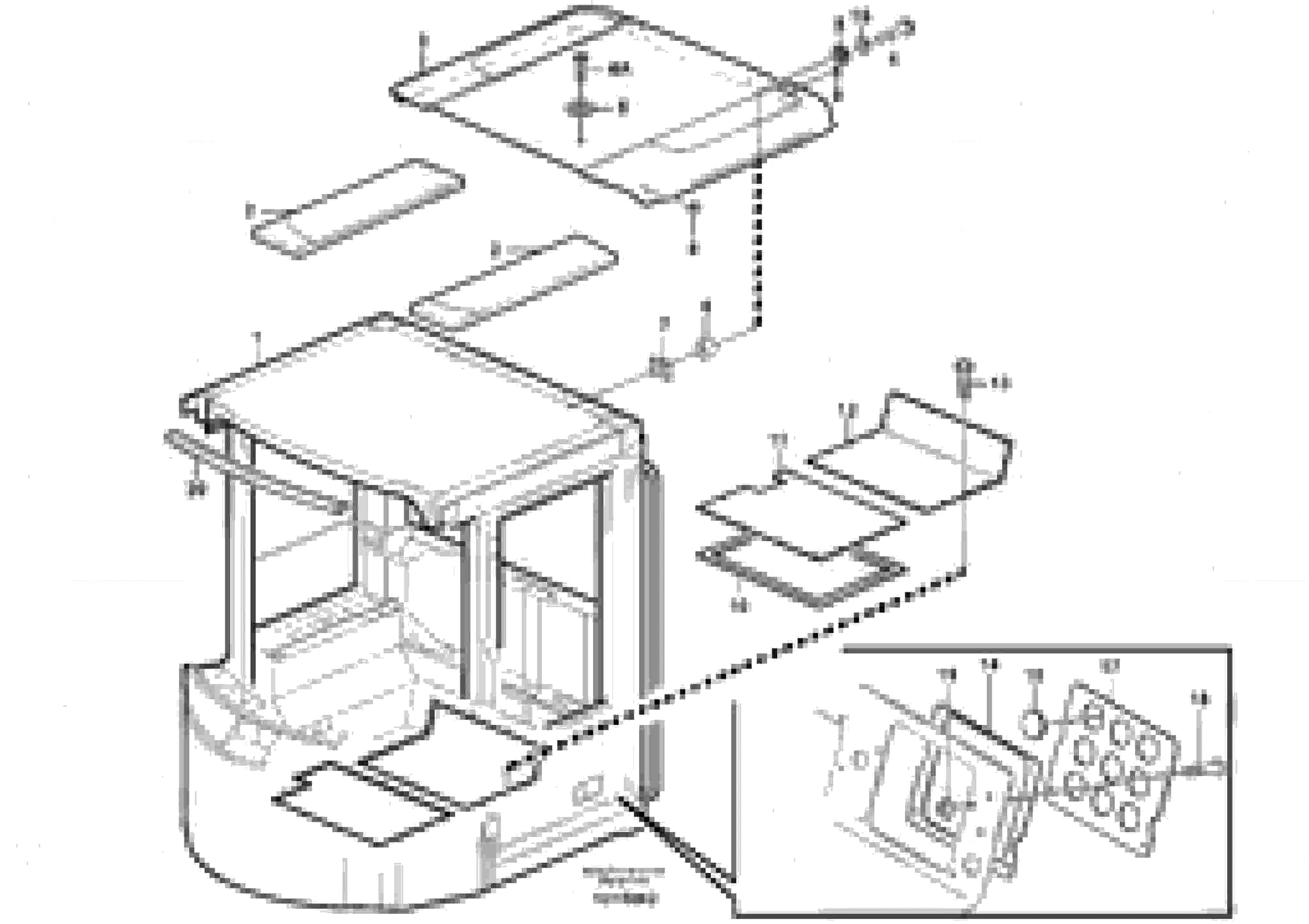 Схема запчастей Volvo L60E - 38724 Cab body: roof and floor panel L60E