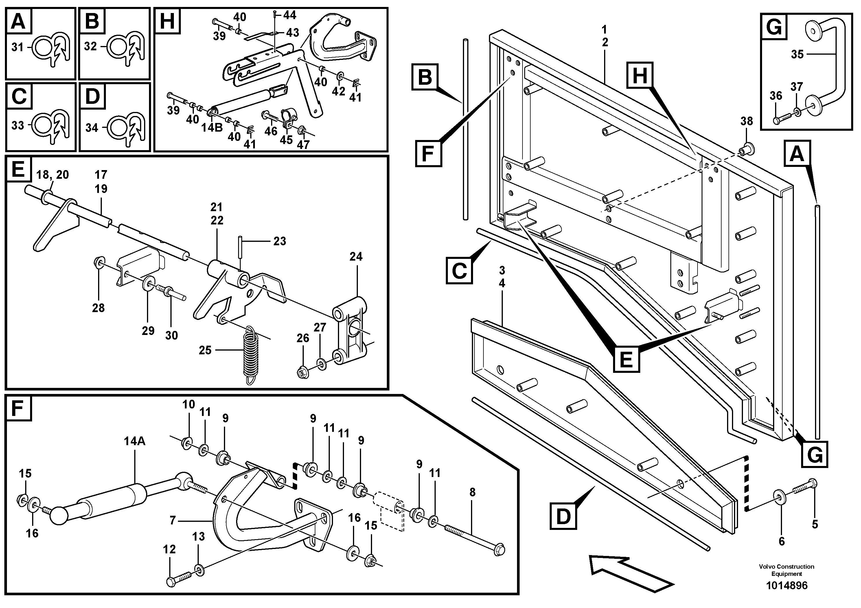 Схема запчастей Volvo L60E - 31885 Top plate, side hatches, rear L60E