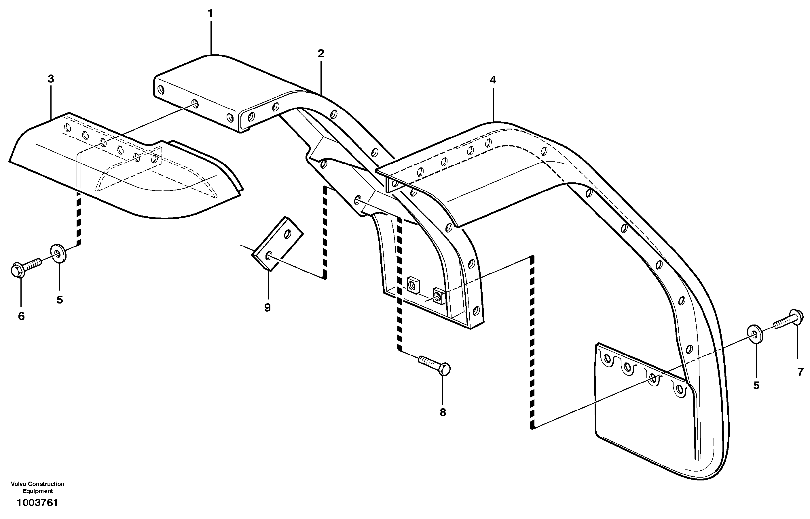 Схема запчастей Volvo L60E - 30947 Fenders, front and rear L60E