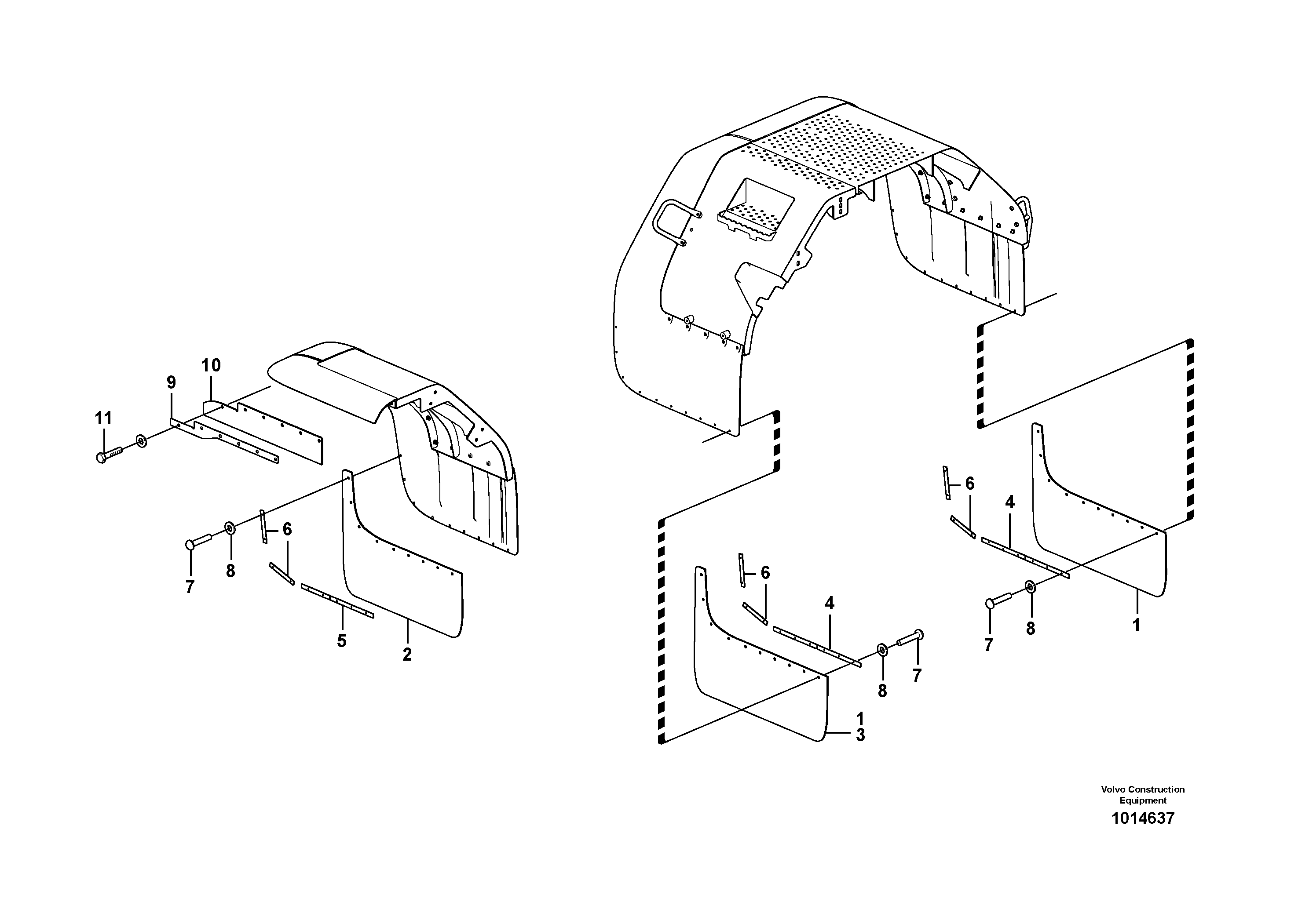 Схема запчастей Volvo L60E - 38740 Fenders, front and rear L60E